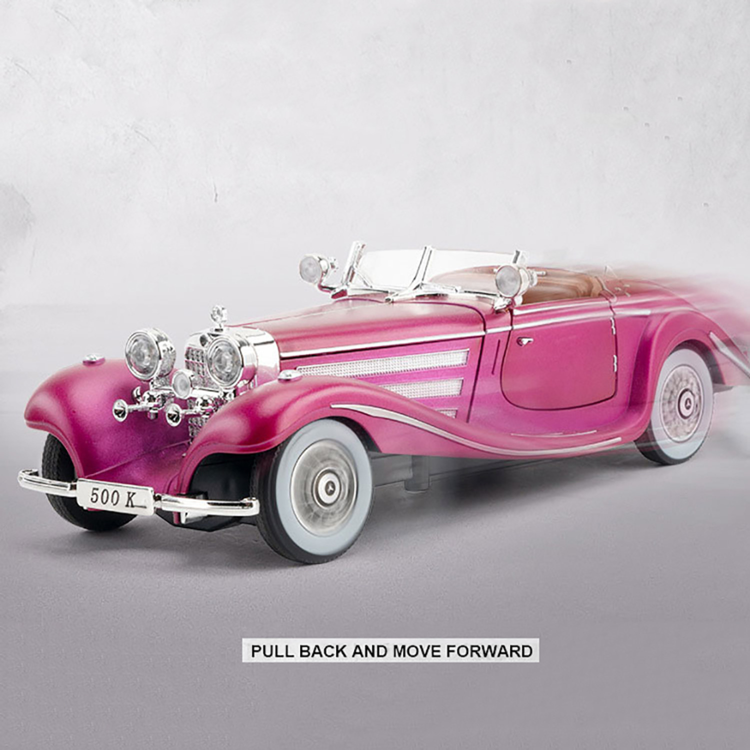 Image of UKAXA 124 Die Cast Vintage Model 500K Classic Car Pullback Openable Door Light & Sound