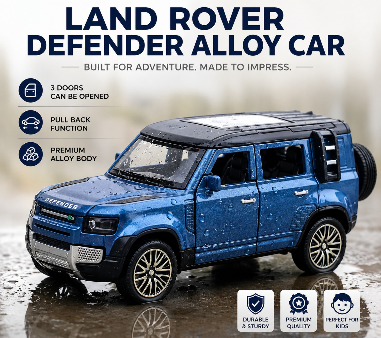 Image of Thriveonix Defender 1:32 Die-Cast Metal Toy Car with Openable Doors | Return Gift for Kids
