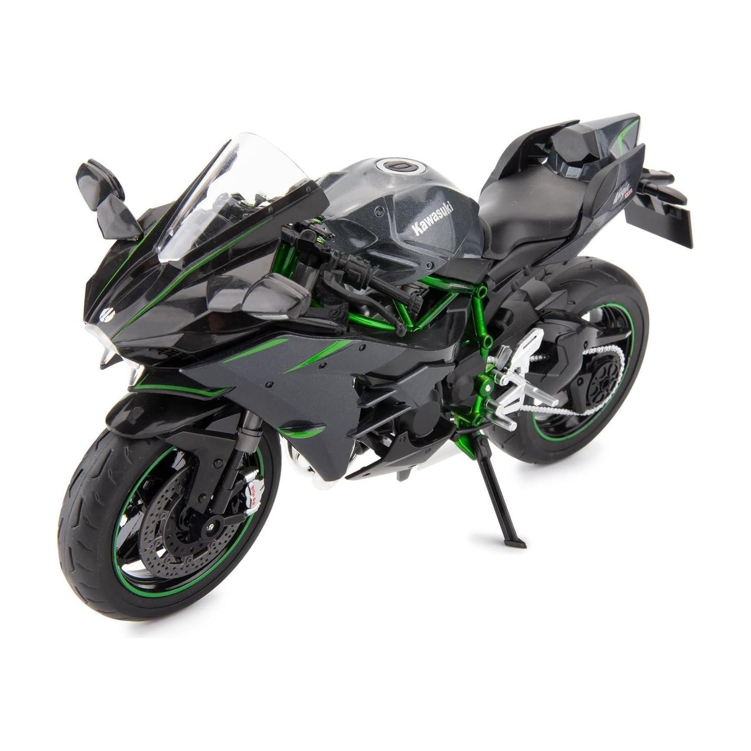 Image of CountryLink 1:10 Kawasaki Ninja H2R Bike Toy Kawasaki Bike Toy Motorcycle Diecast Bike Alloy (Black, Pack of: 1)