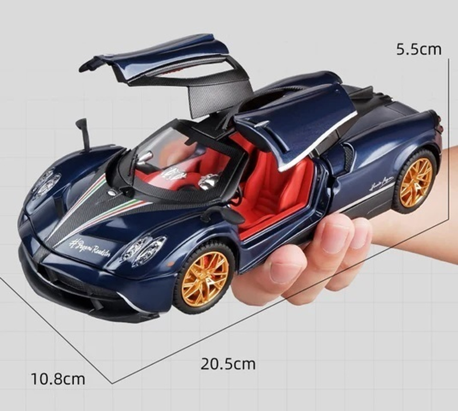 Image of Devdhan 1:24 Pagani Huayra Car with Open Door Vehicles, Sound and Lights Diecast Toys