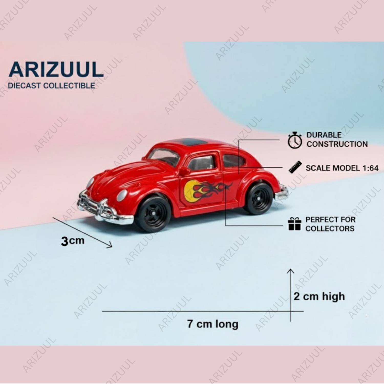 Arizuul Volkswagen Beetle Mini Toy Car 1:64 Scale | Die-Cast Metal