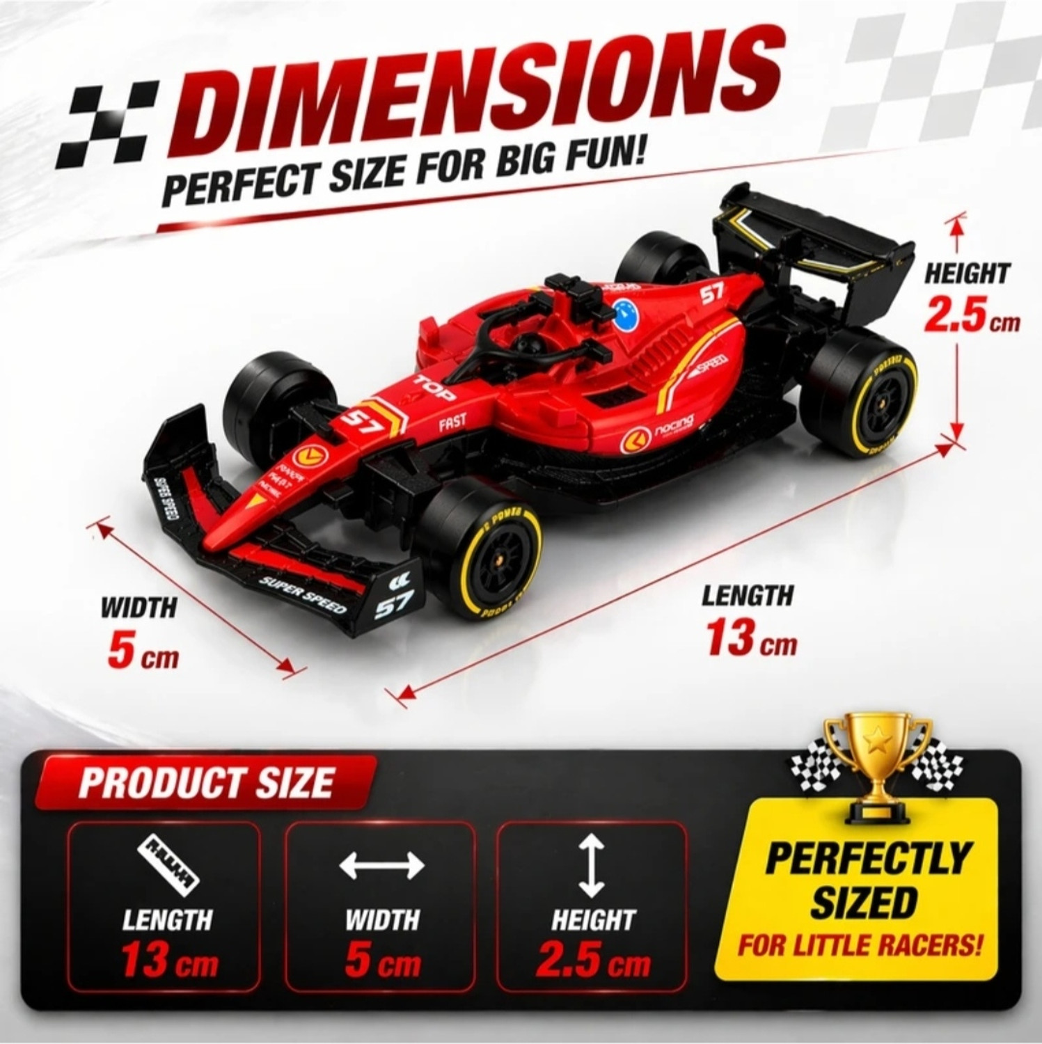 Image of Atharv Enterprises Formula 1 Die Cast Racing Car Metal Toy-Pull Back Action (Red, Pack of 1)