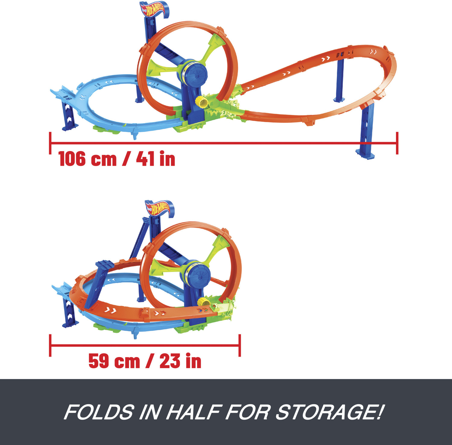 Image of HOT WHEELS Rapid Launch & Loop Playset with 1:64 Scale Die-Cast Toy Car, Crash & Track Set