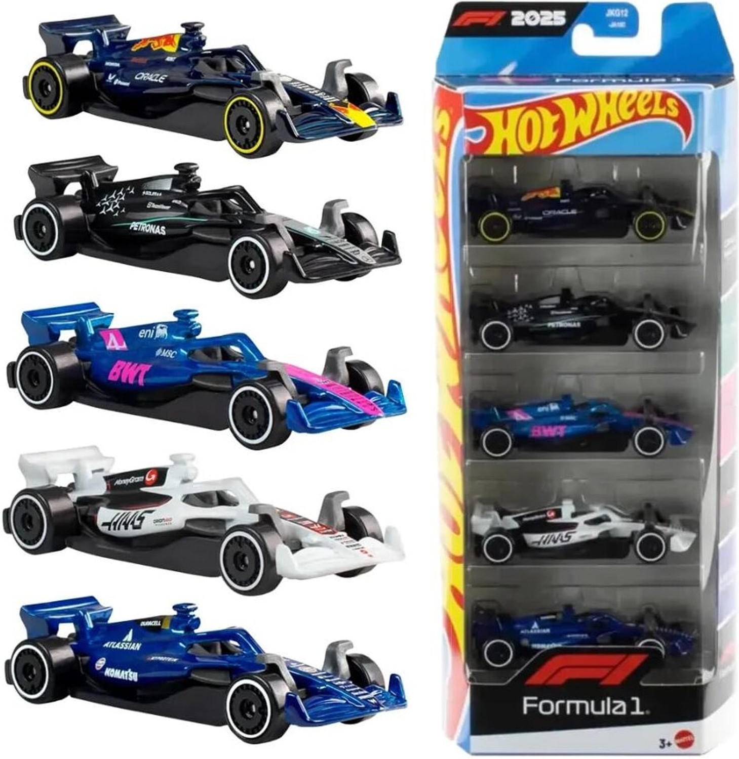 Image of Gracious HOT WHEELS Formula 1 5-Pack Set Of 5 Die-Cast Toy F1 Cars in 1:64 Scale