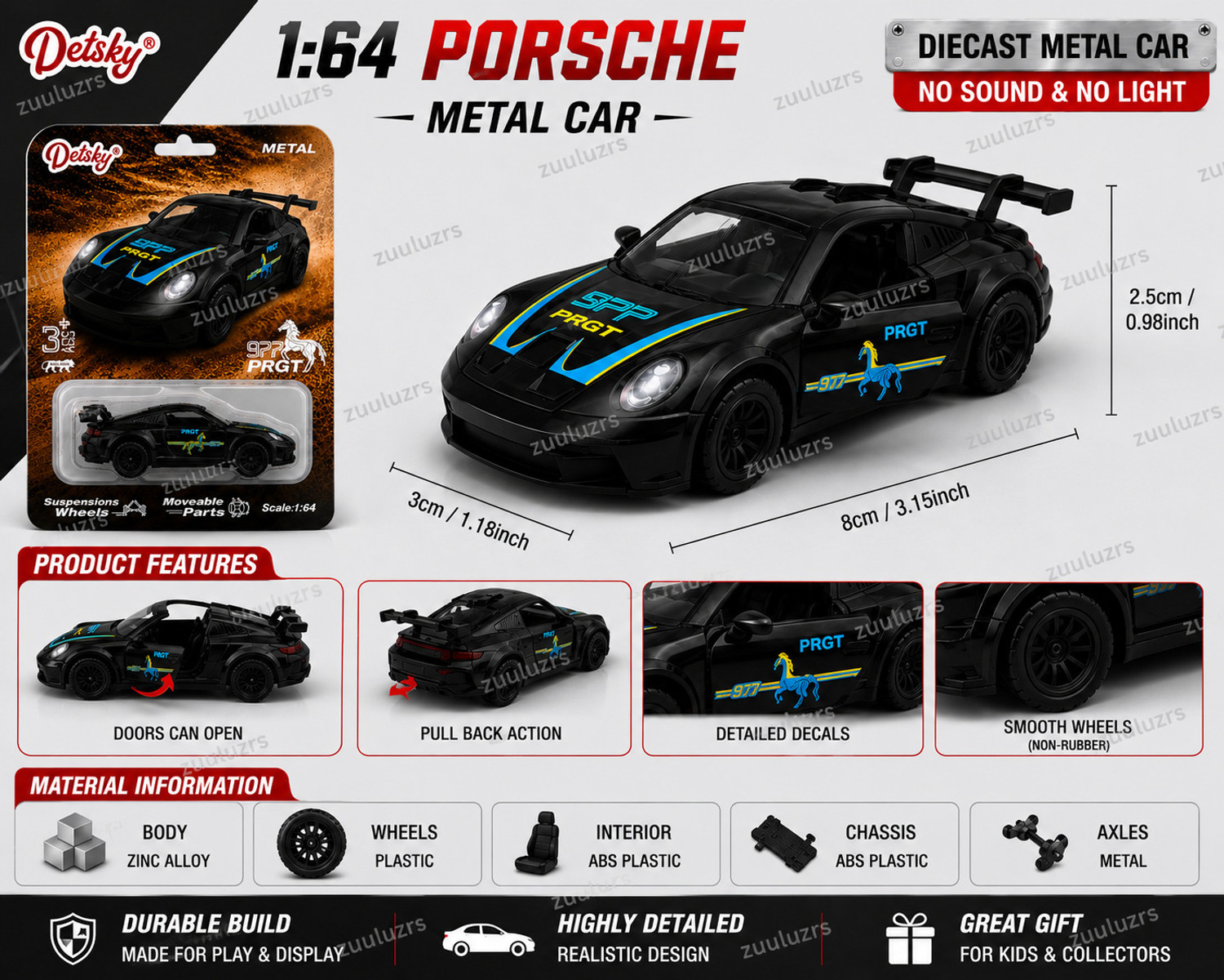 Image of Zuuluzrs Scale Model 1 /64 Porsche 911 Car Diecast Model Best
