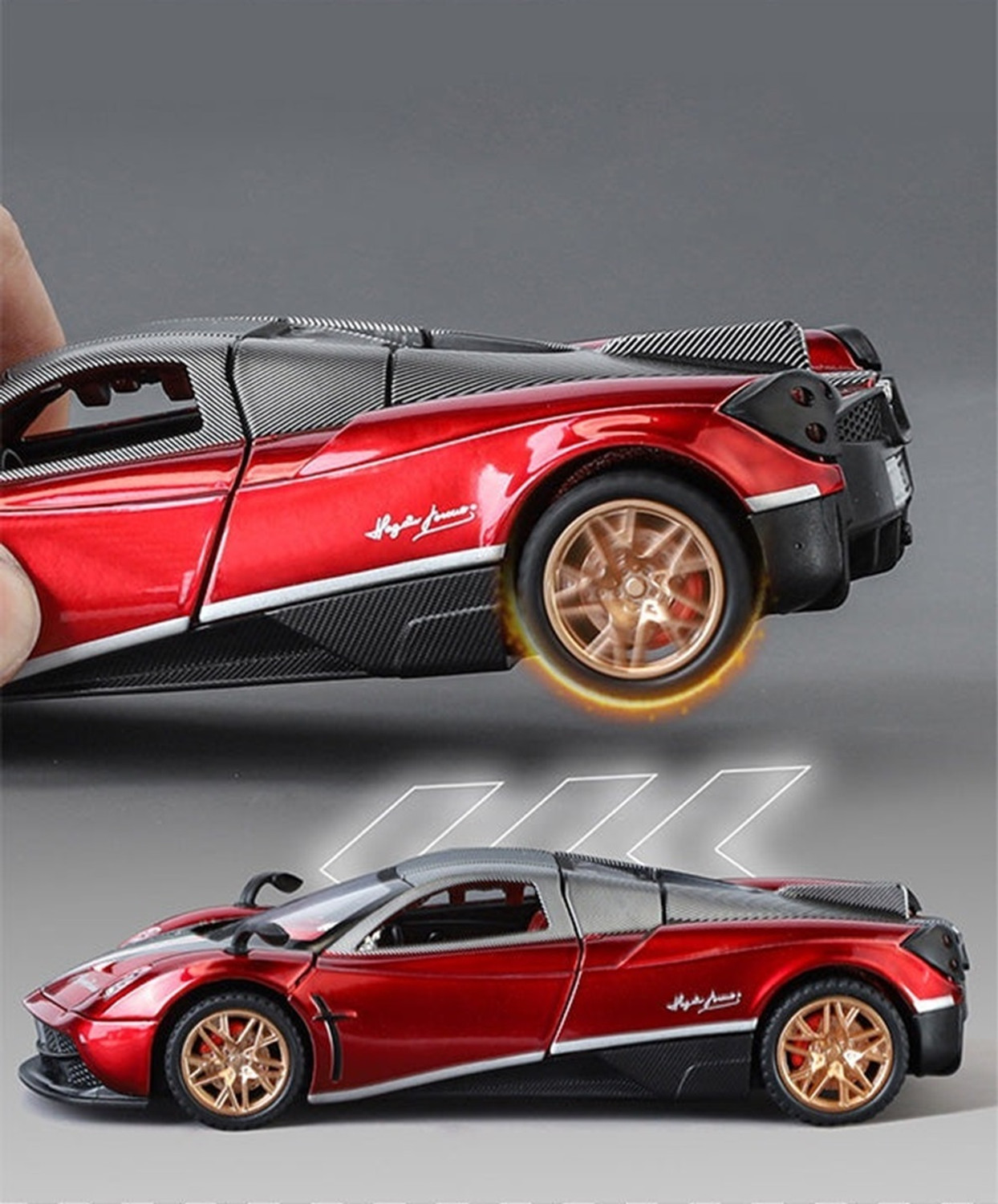 Image of Ignite Pagani Huayra Toy Car 1:32 Diecast Metal Cars with Openable Door, Light & Sound