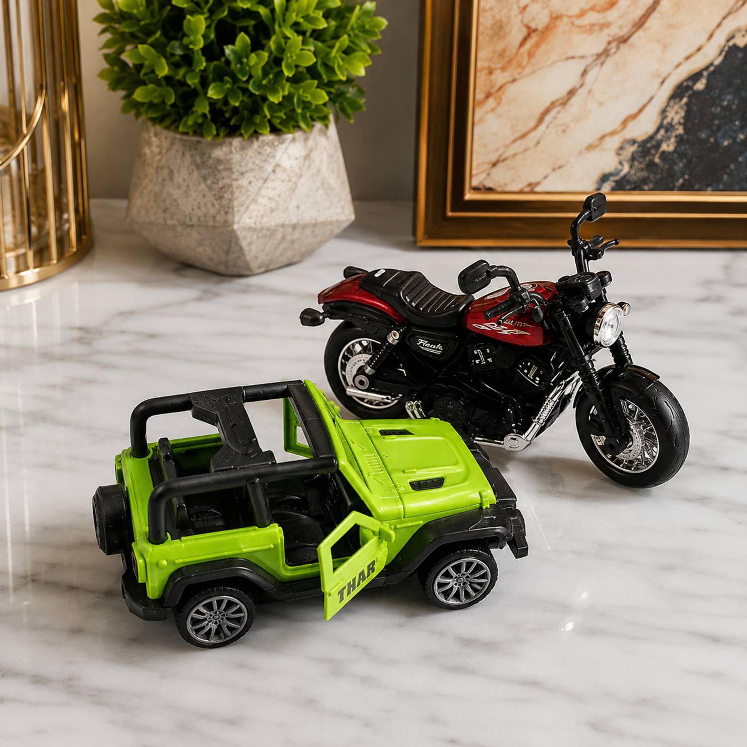 babliduggu Diecast Metal Car & Metal Bike Combo Set | Small Toy Car Metal Set for Kids