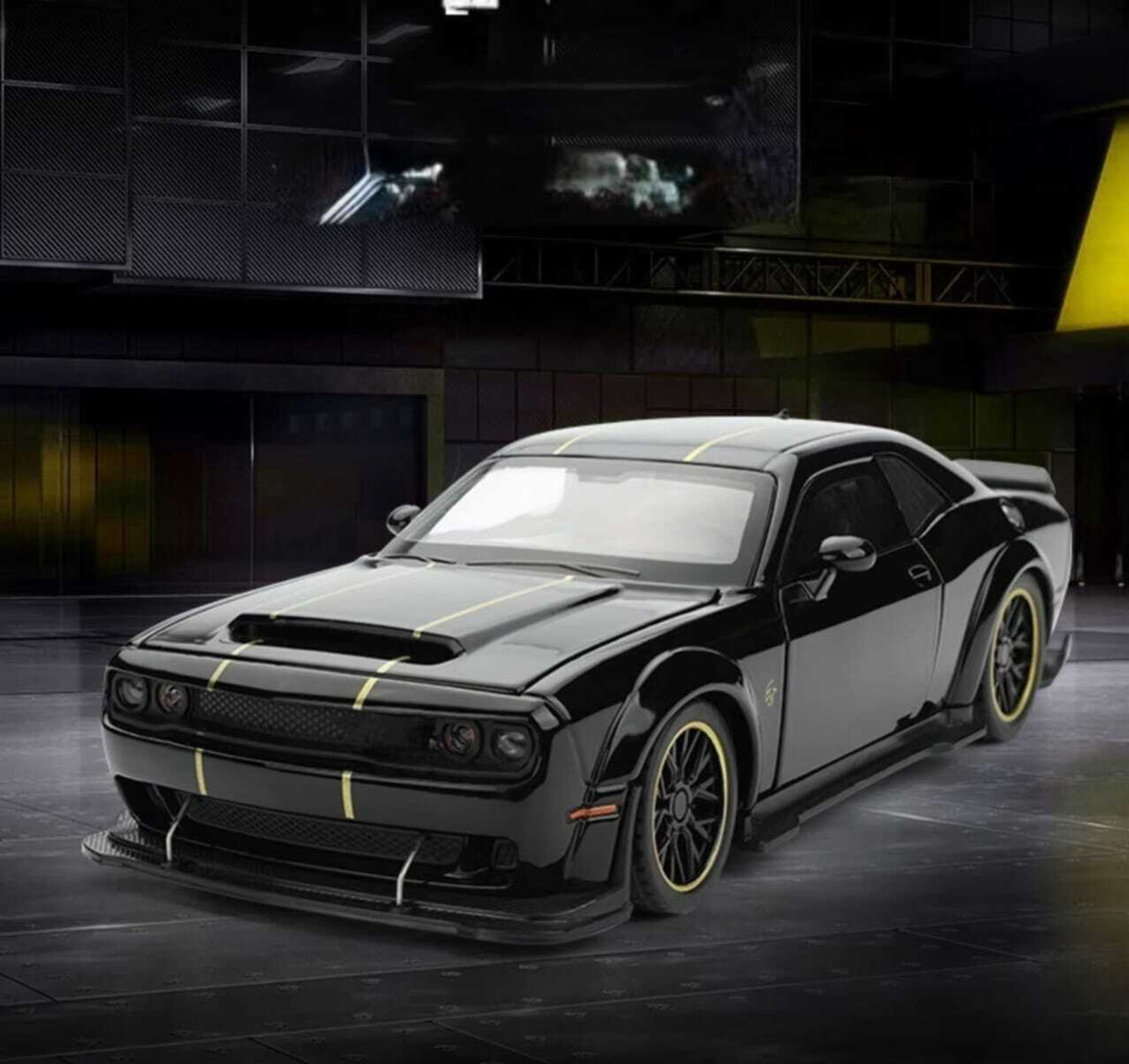 Image of HAPPY CHAPPIE Dodge Challenger HellCat Die Cast toy Car with Openable Doors, Hood & Trunk