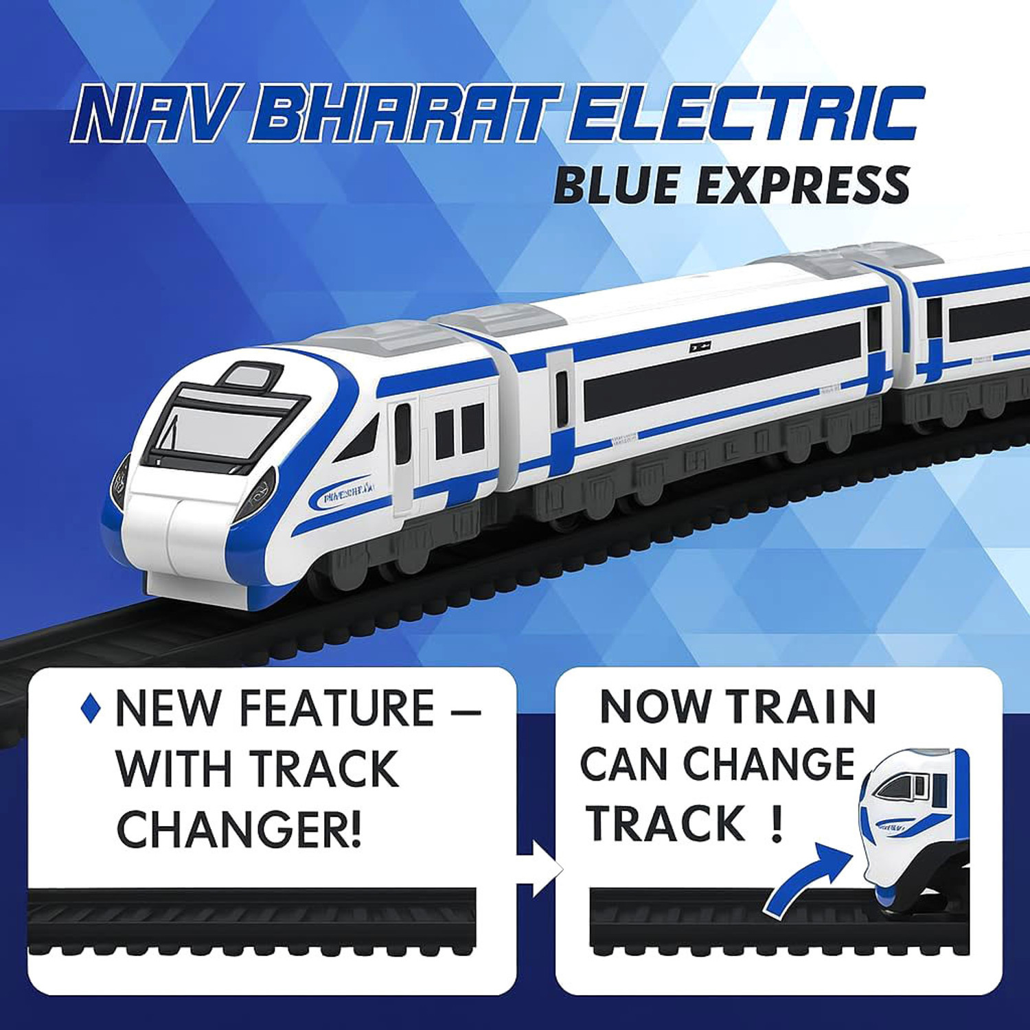 Image of Toyterra Vande Bharat Blue Train Set 23 Pcs for Kids 3+ Years