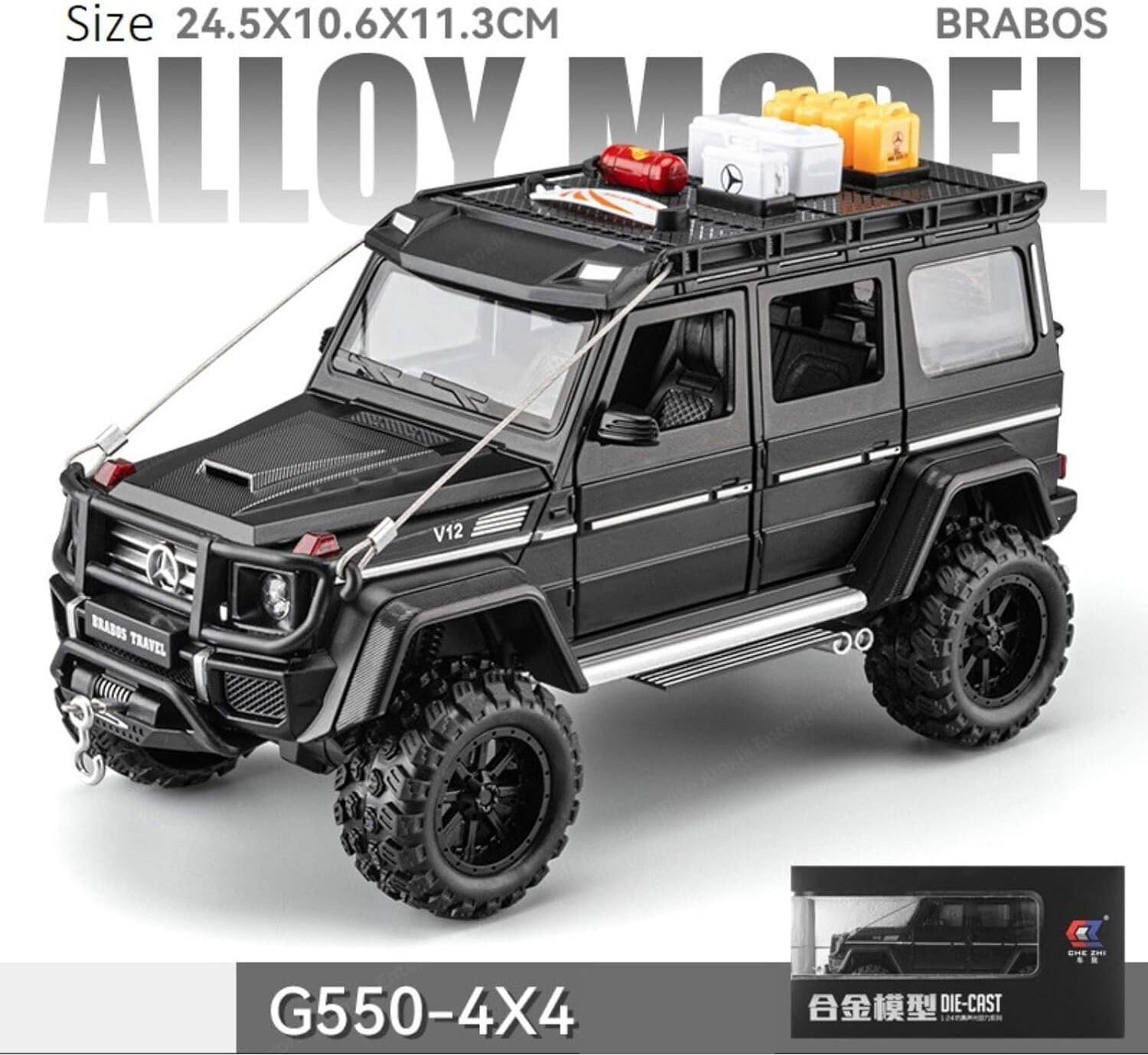 Image of FUNABLO 1:24 Diecast Model Alloy Benz G550-4X4 Modified Alloy Metal Pull Back Car