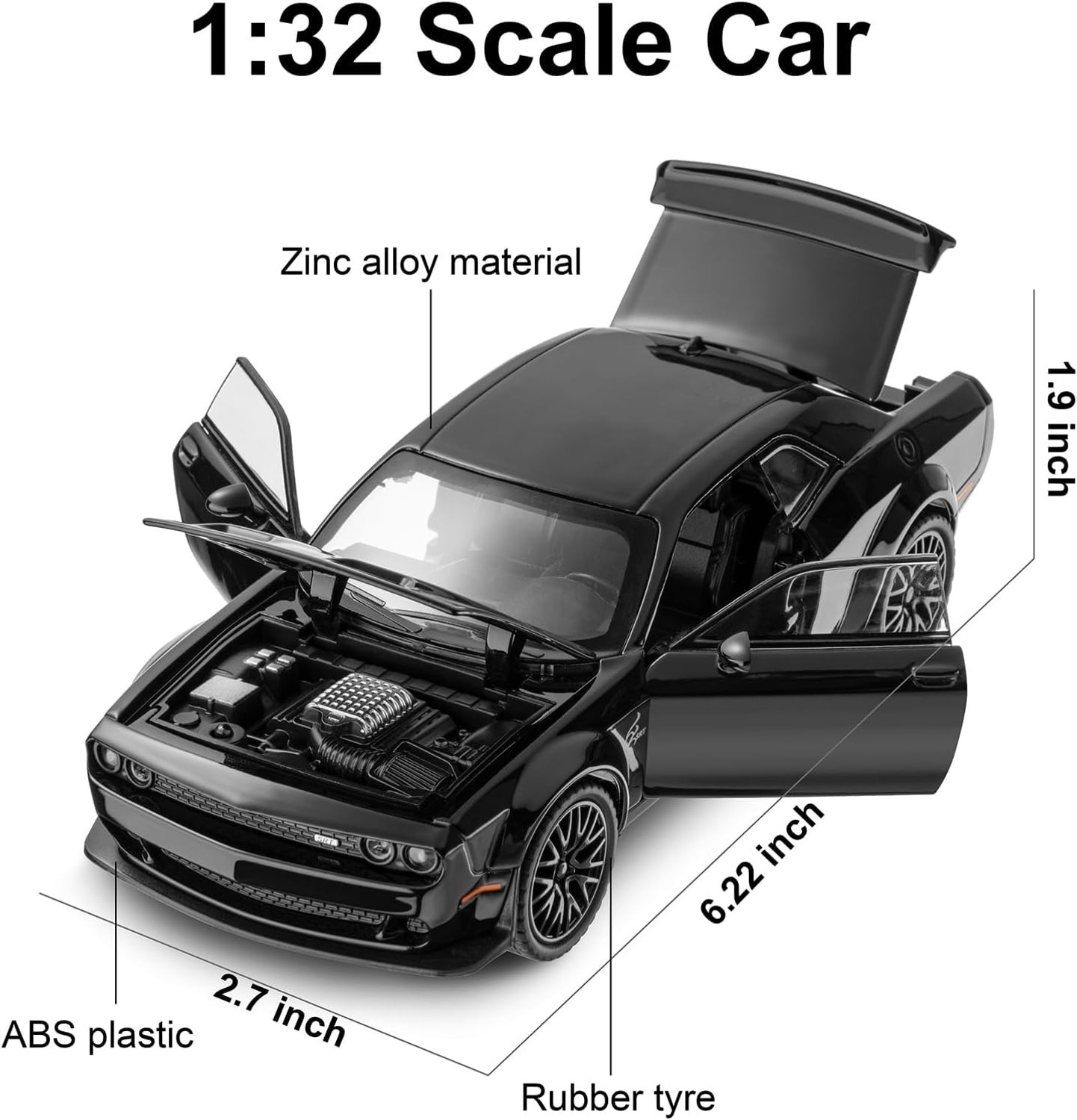 Image of Arizuul 1:32 dodge challenger srt Toy Car dodge challenger hellcat Toy Cars Diecast Cars