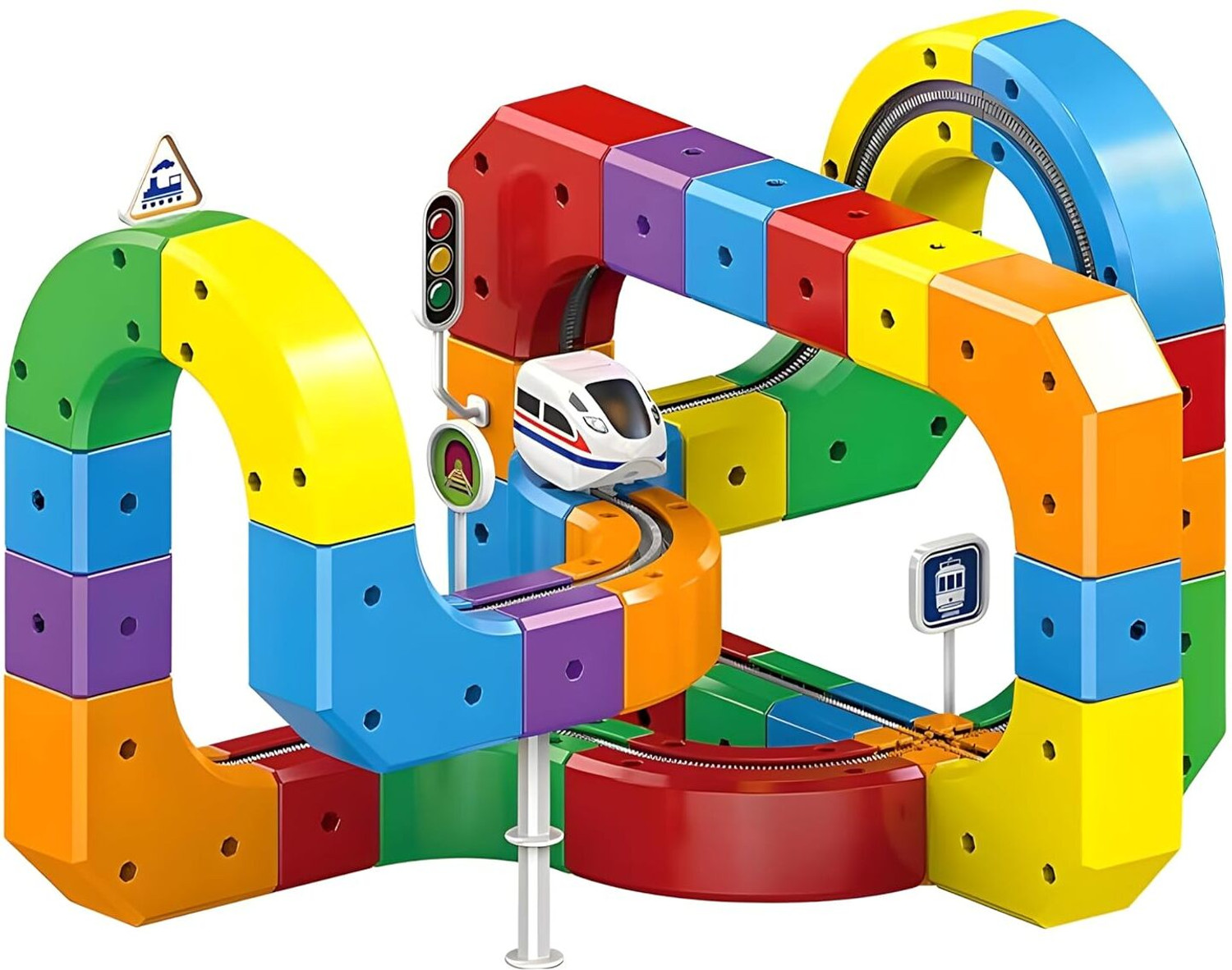 Image of Gomzy Electric Train Track Set for Kids 3D Magic Flexible Race Track, Train Blocks
