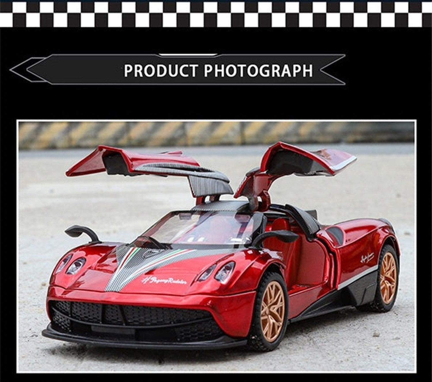 Image of Ignite Pagani Huayra Toy Car 1:32 Diecast Metal Cars with Openable Door, Light & Sound