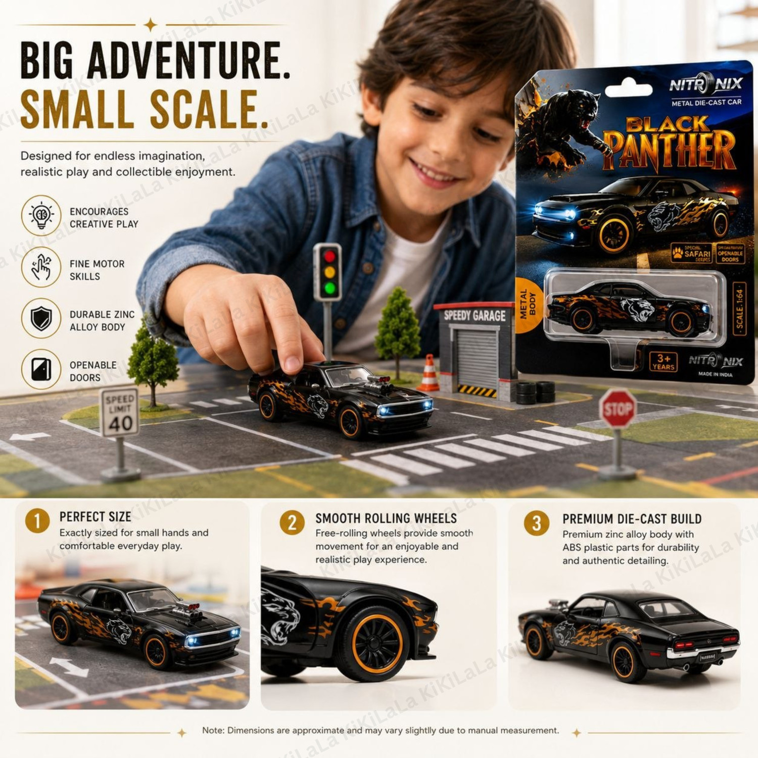 Image of kikilala 1:64 Black Panther Dodge Challenger Car Premium Die Cast Metal Collectible Toy