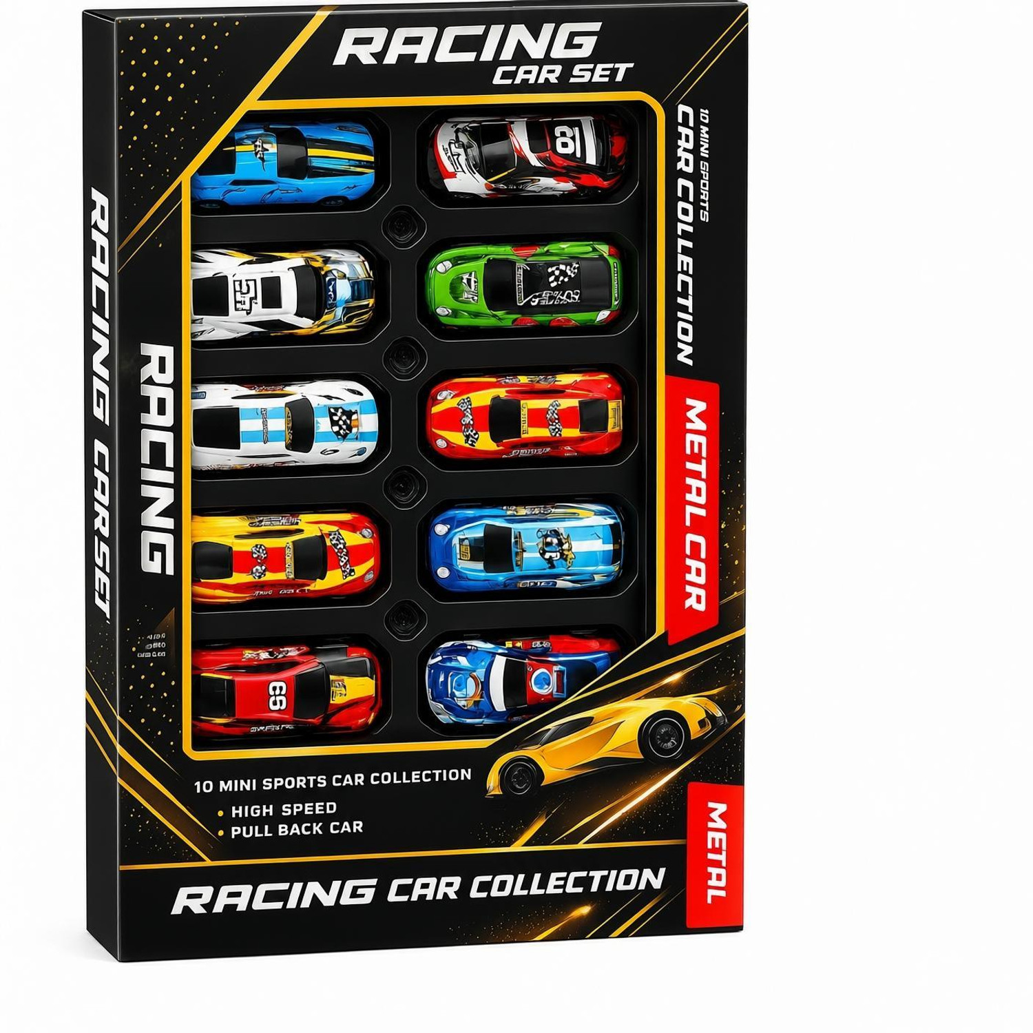 Image of andana 10 PCS Metal Racing Car Toy Set for Kids | Mini Die Cast Pull Back Cars