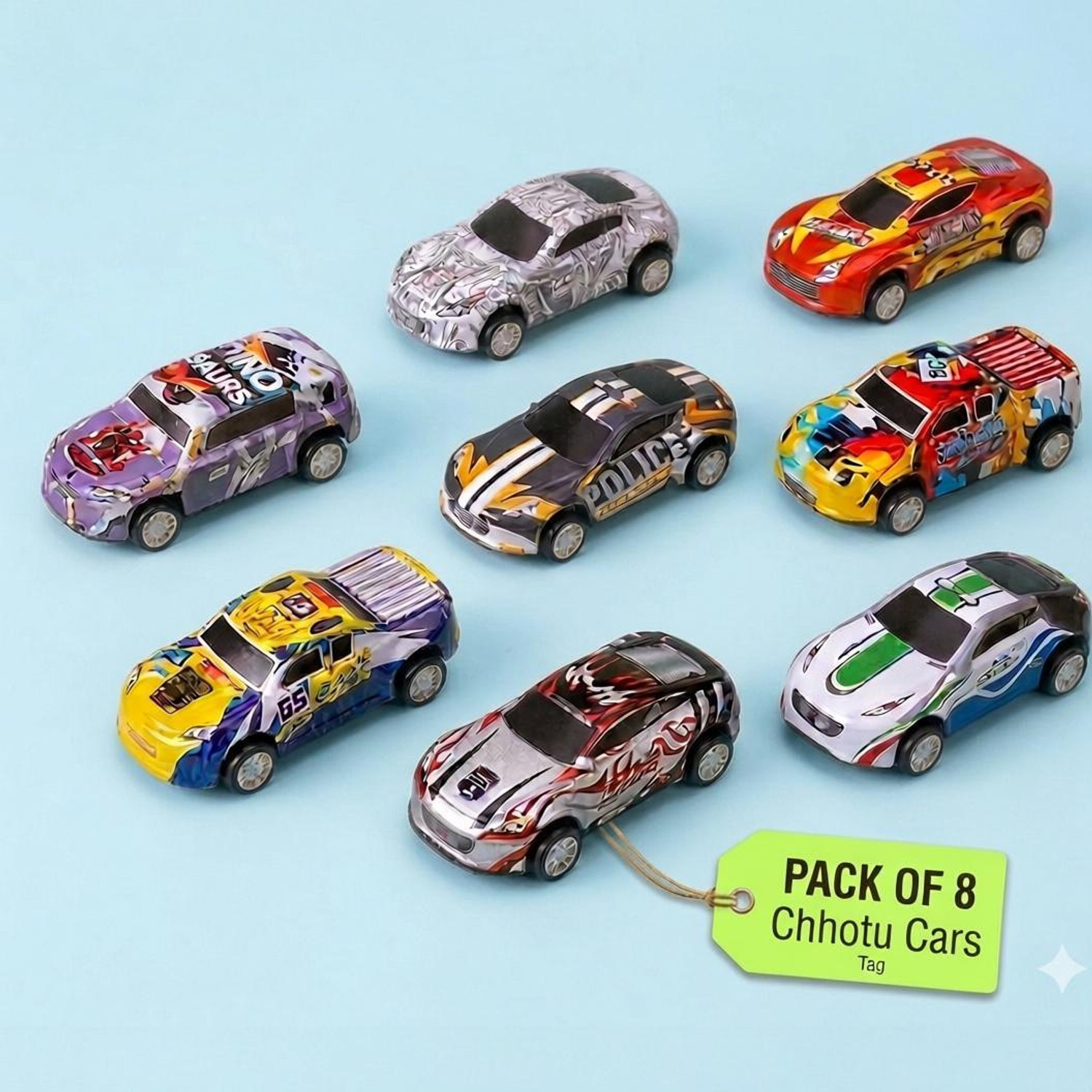 Image of Seboncare Premium Metal Body Toy Car Pack of 8 Miniature Models in Random Design SC-1 (Multicolor, Pack of: 8)