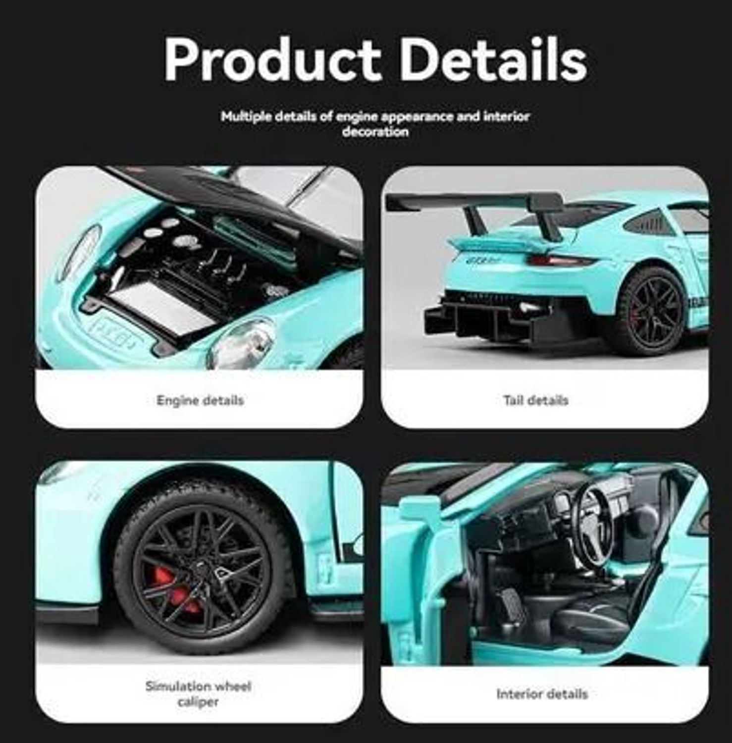Image of GKNEX Porsche 911 GT3 RS 992 Alloy Toys Car Model Simulation Metal Car Toys