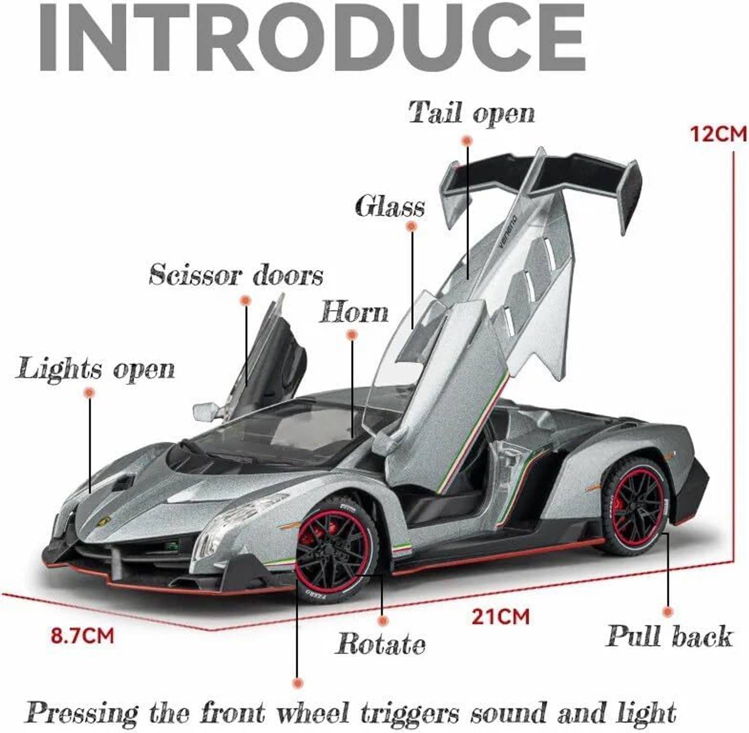 ZHASK Exclusive Alloy Metal Pull Back Die-cast Car 1:24 Big