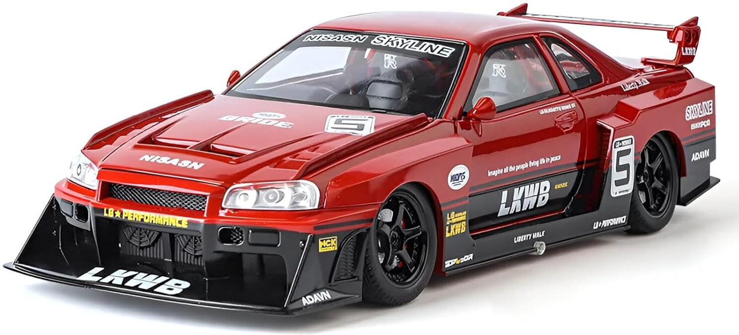Image of Just craft Nissan Skyline GTR-R34 S15 1:24 Diecast Model Metal Pull Back Toy car for Kids