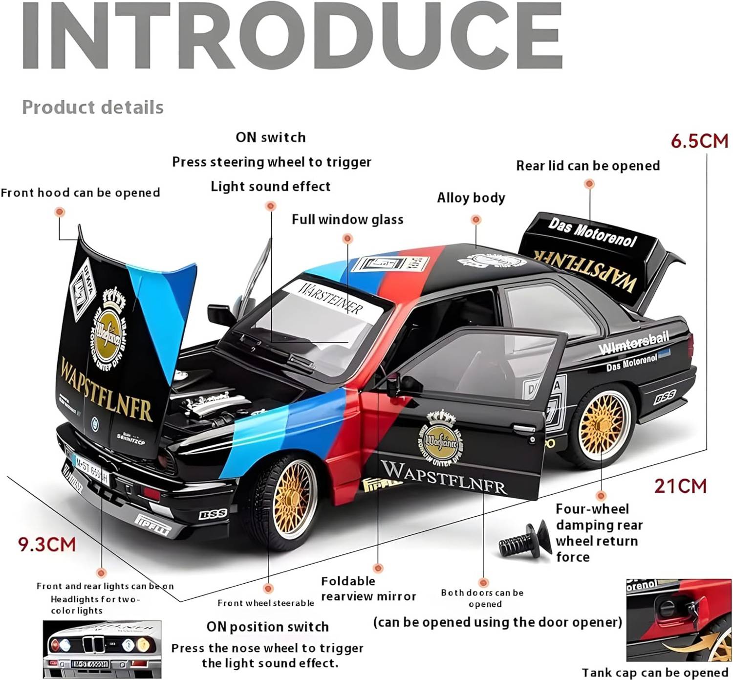 Zuuluzrs 1:24 BMW M3 E30 Toy Car - Image 2