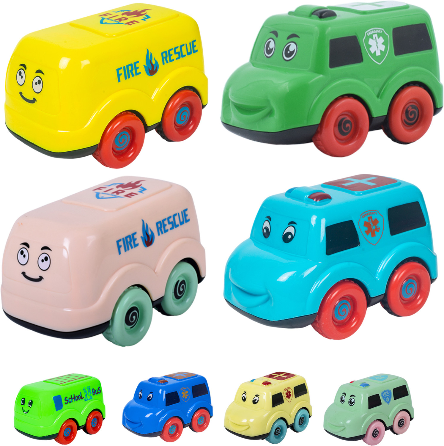 Image of WISHKEY Friction Powered Cute Cartoon Design Push and Go Non-Toxic ABS Plastic Toy Truck