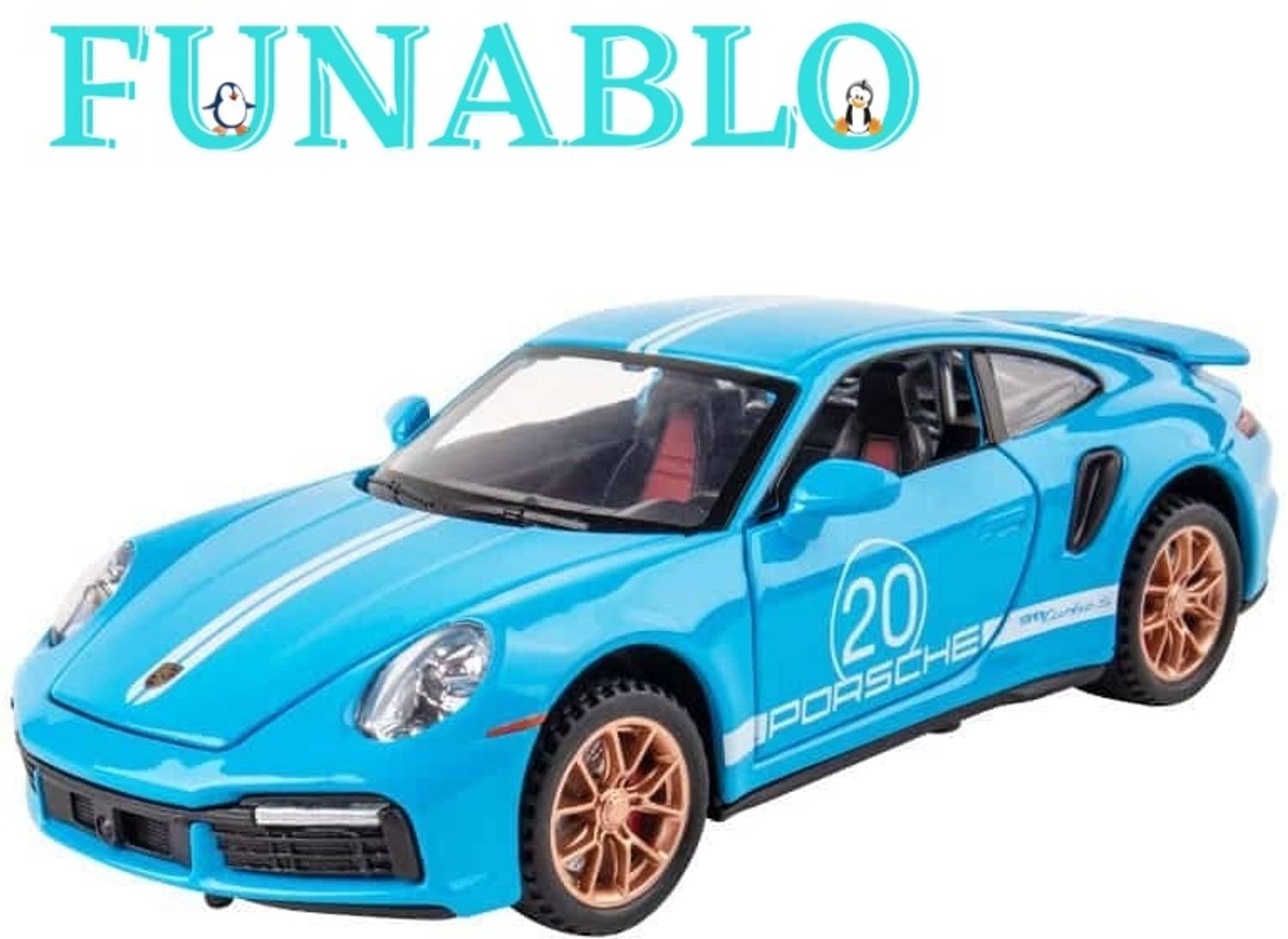 FUNABLO 380 Porsche 911 Carrera 1/64 Diecast Model Car Pullback