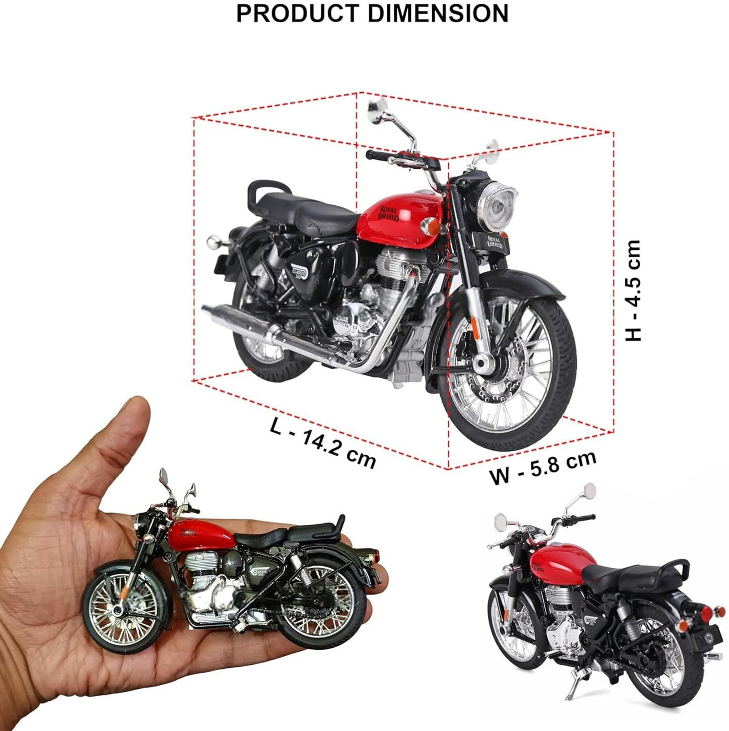 Image of Just craft 1 /15 Scale Model Bullet Bike Toy Classic 350 Royal Enfield (Red, Pack of: 1)