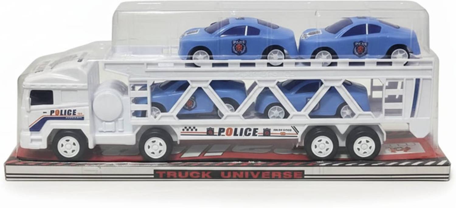 anmolenterprises Police Carrier Truck Toy with 4 Mini Police Cars for Kids Big Transport Vehicle
