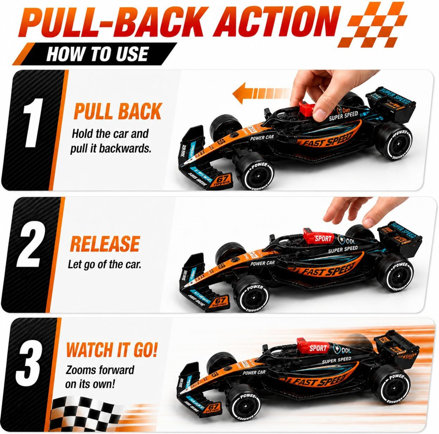 Image of GKNEX Formula 1 Alloy Pull Back Race Car Toy Metal Model Collectible Kids