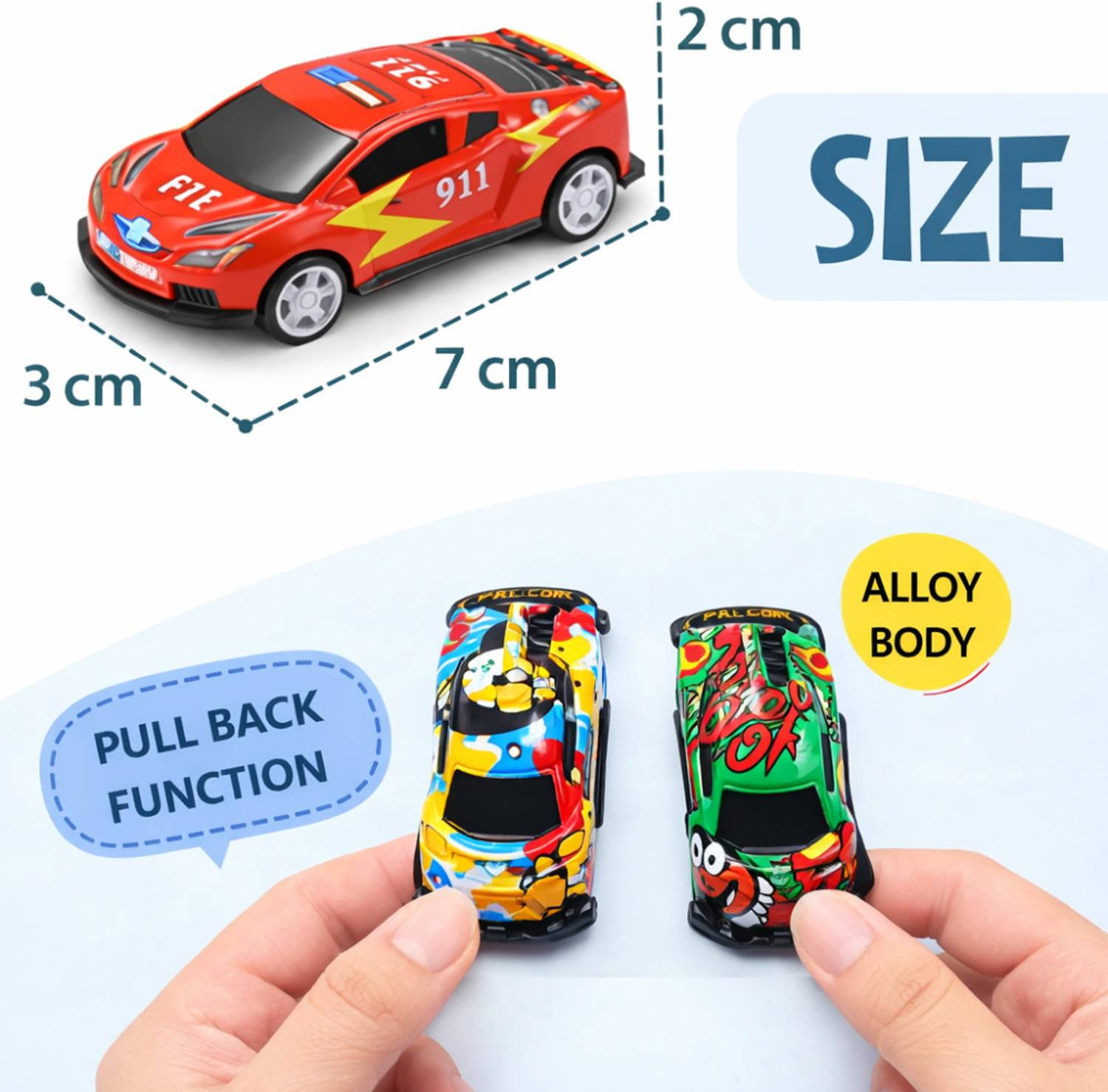 RAD CARTEL Pack of 6 Pull Back Mini Metal Cars - Image 2