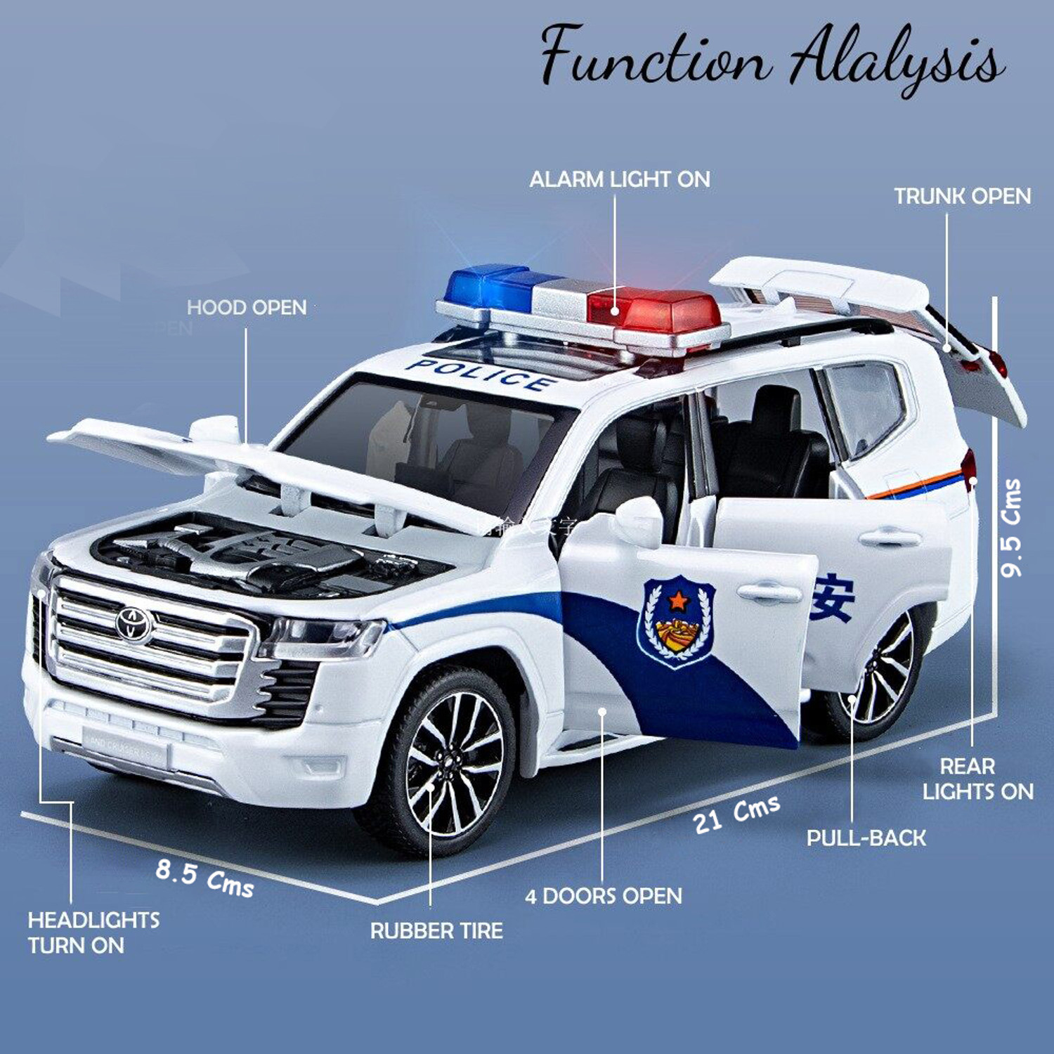 Image of Magicwand 1:24 Die-Cast Toyota Prado LC-300 6 Doors Lights Music Pull Back