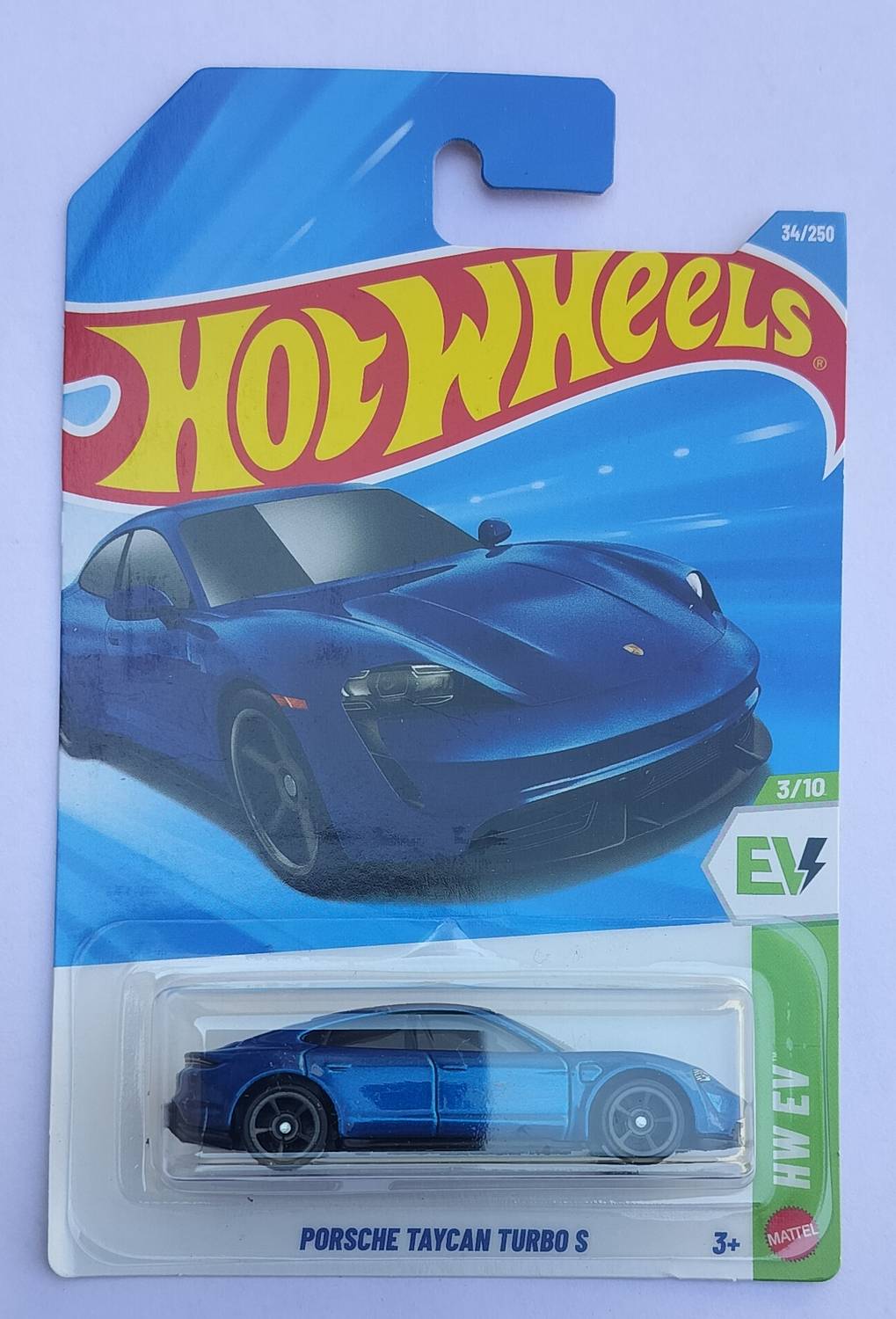 Hot Wheels Porsche Taycan EV 3/10 Blue Toy Car - Image 2