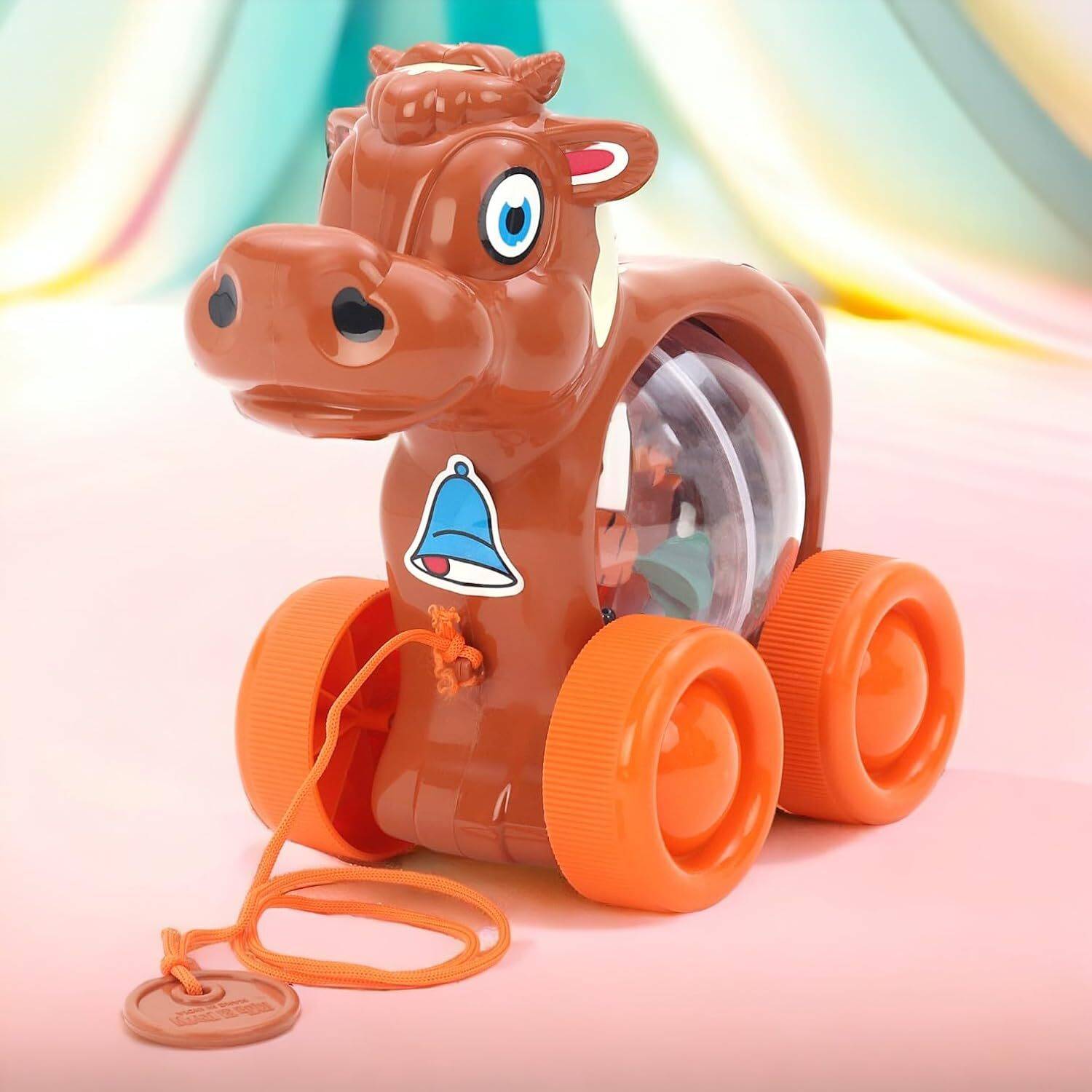 zokato Moo Moo Cow Toy Pull Along Toy for Kids & Toddlers - Moo