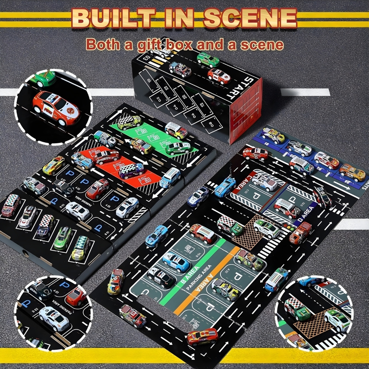 Image of TRIONZA Toy 48 pcs car Play Set for Kids Boys&Girls-100
