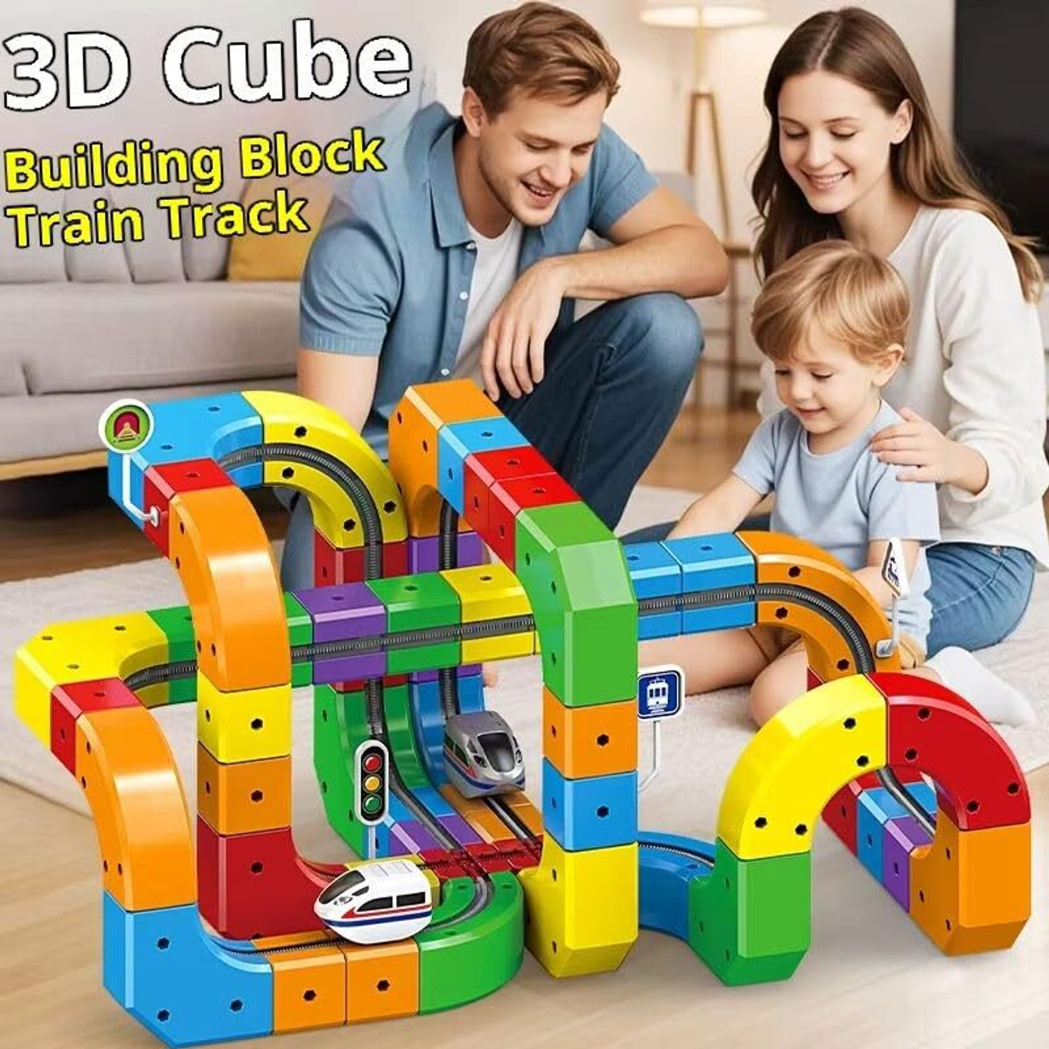 Image of Gomzy Electric Train Track Set for Kids 3D Magic Flexible Race Track, Train Blocks