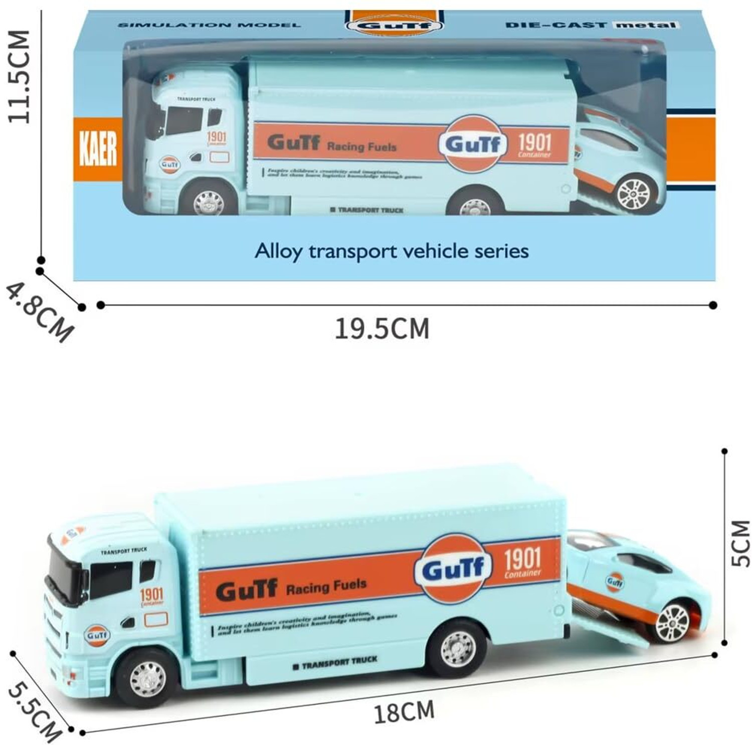 Image of kitmeer Alloy Toy Container Trailer Transporter Diecast