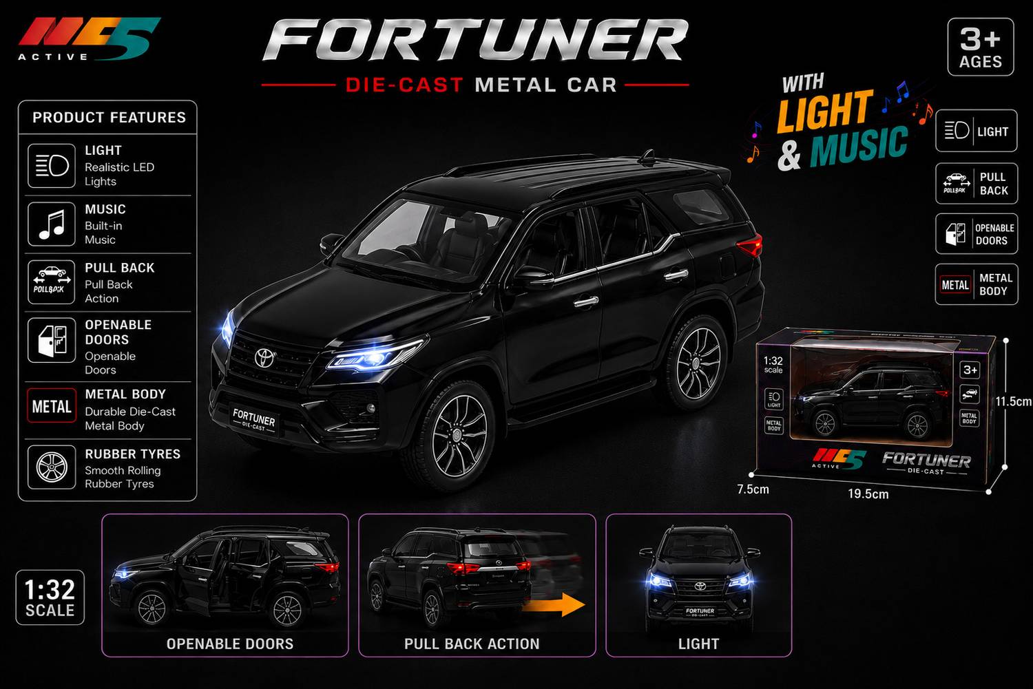 Thriveonix Fortuner Legender 1:32 Toy Car - Image 3
