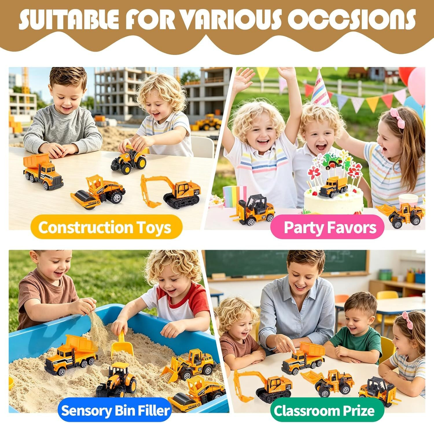 Image of Learn With Fun Die Cast Metal Unbreakable Pull Back JCB Dumper Roller Mixer Engineering car