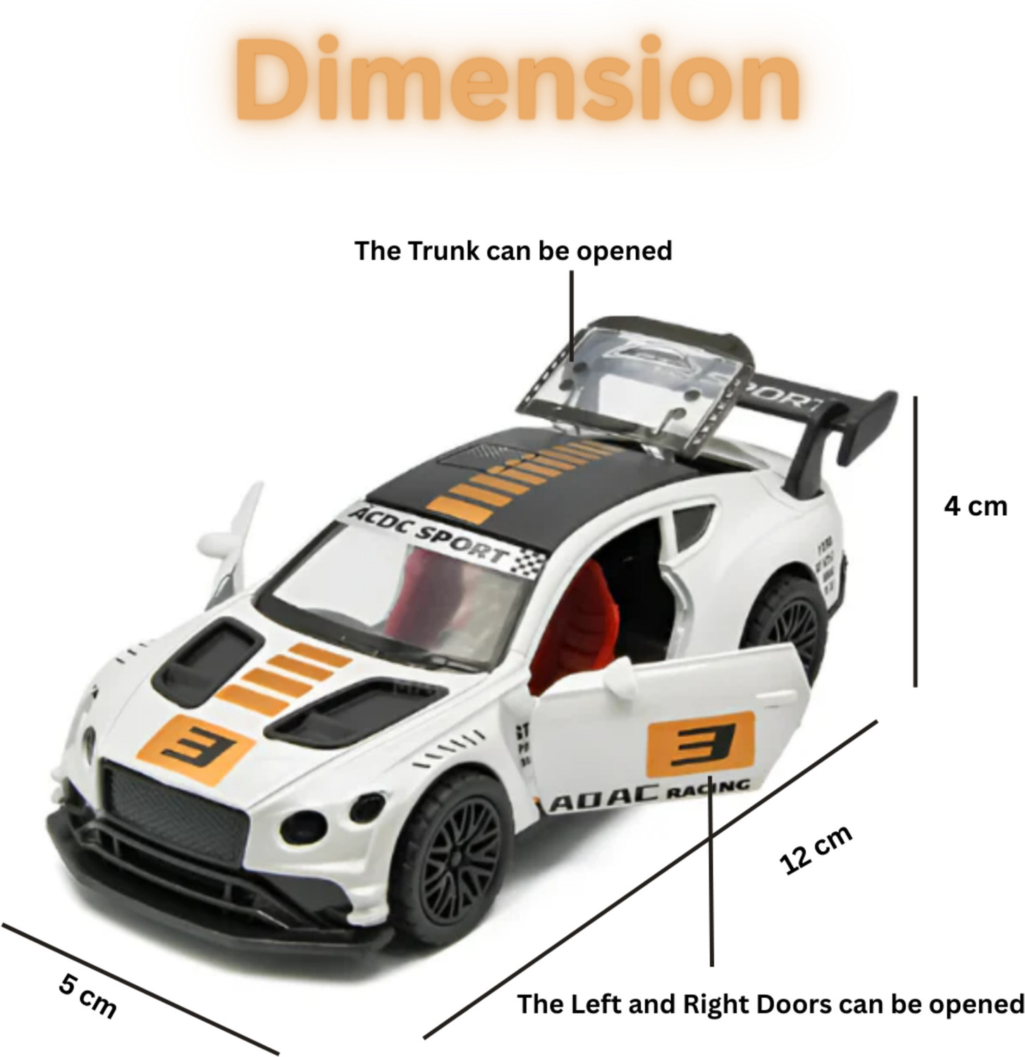 Image of unique zone 1:32 Die-Cast Metal Sport BMW Style Car Toy for Kids (Open Door, & Pull Back)