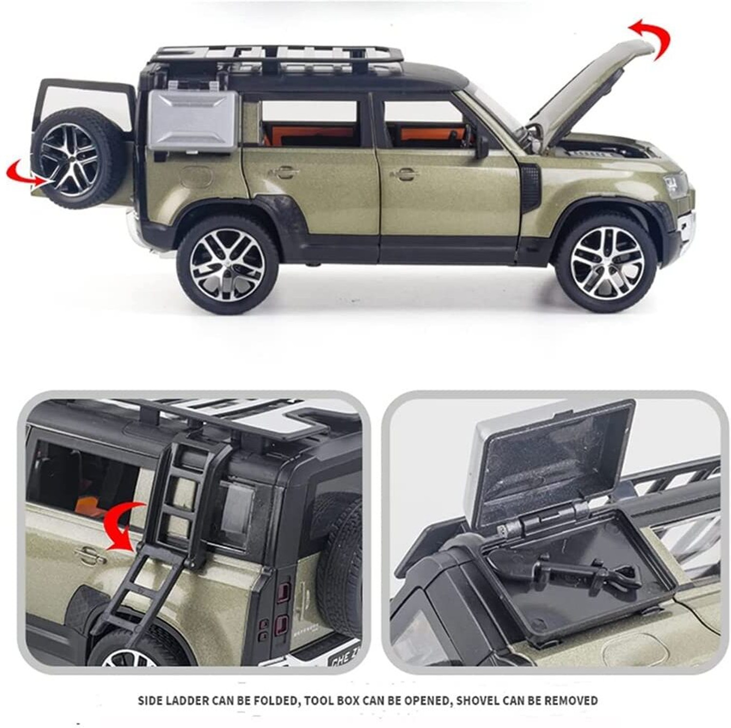 Image of ZUNBELLA Land Rover Defender 1:32 Metal Car With Openable Door,Light & Sound Car For Kid