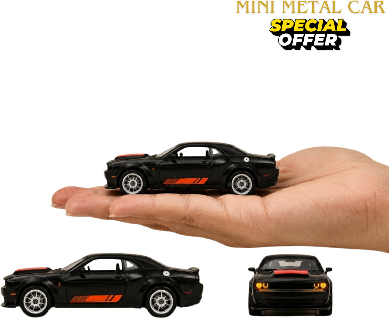 Image of Zuuluzrs Dodge Challenger SRT Hellcat Diecast Collectible Car Toy (Black, Red, Blue, Yellow, Green, Pack of: 1)