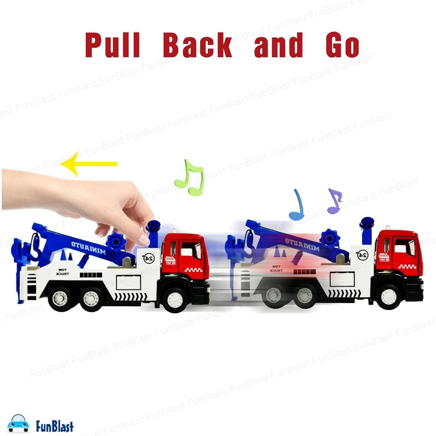 Image of RINMAY Towing Truck Toy with Light and Sound, Pull Back Tow Vehicle Toys.