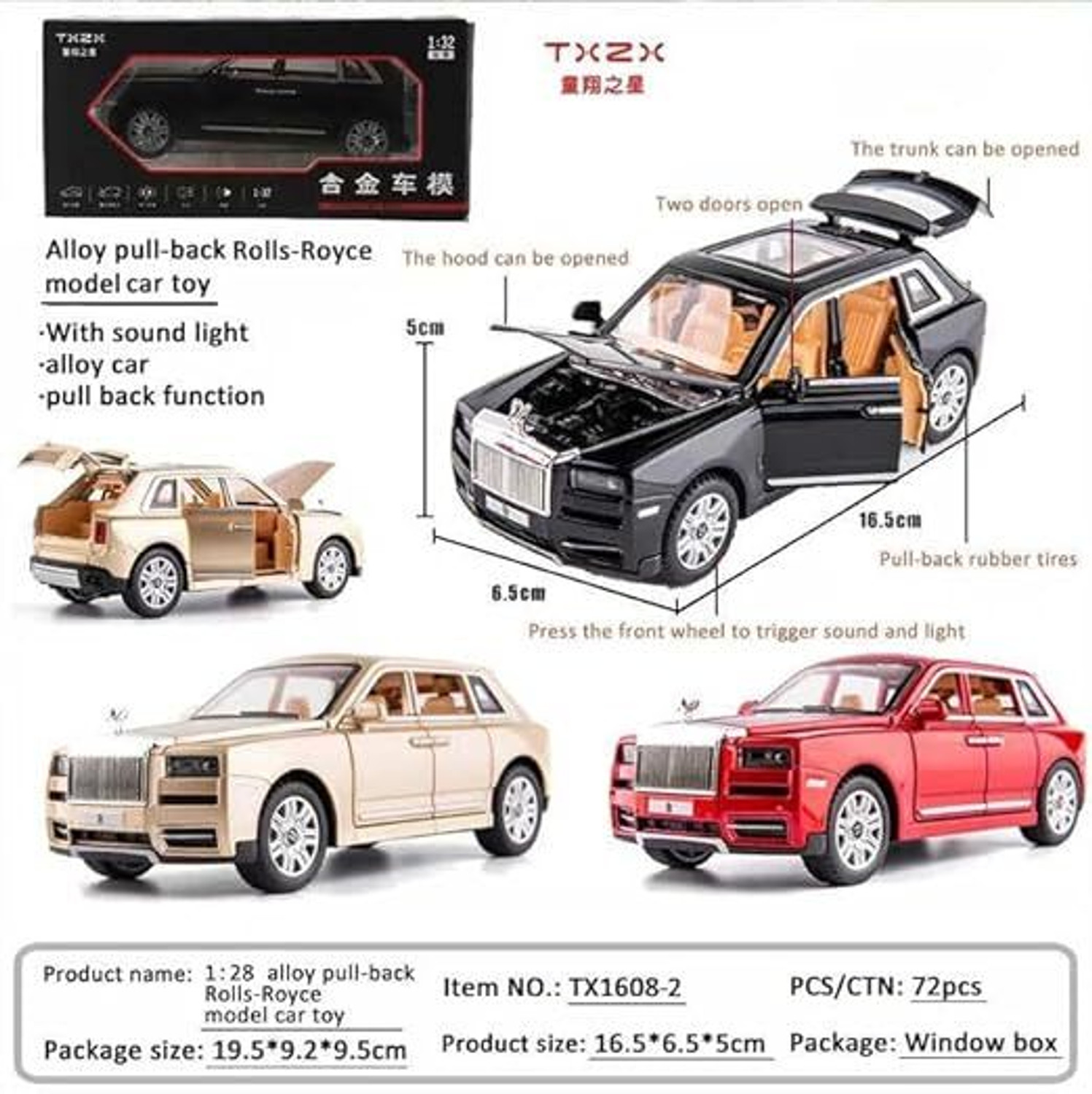Image of Myrra Big Size Rolls-Royce Cullinan Model Car Exclusive Alloy Metal Car