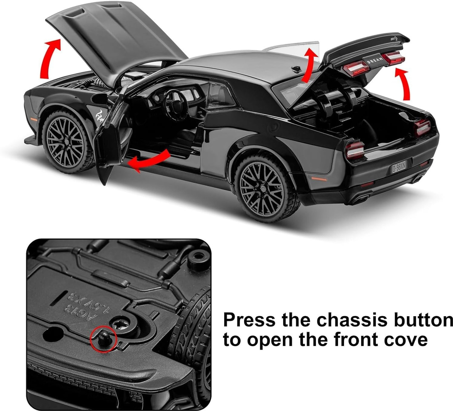Image of Arizuul 1:32 dodge challenger srt Toy Car dodge challenger hellcat Toy Cars Diecast Cars