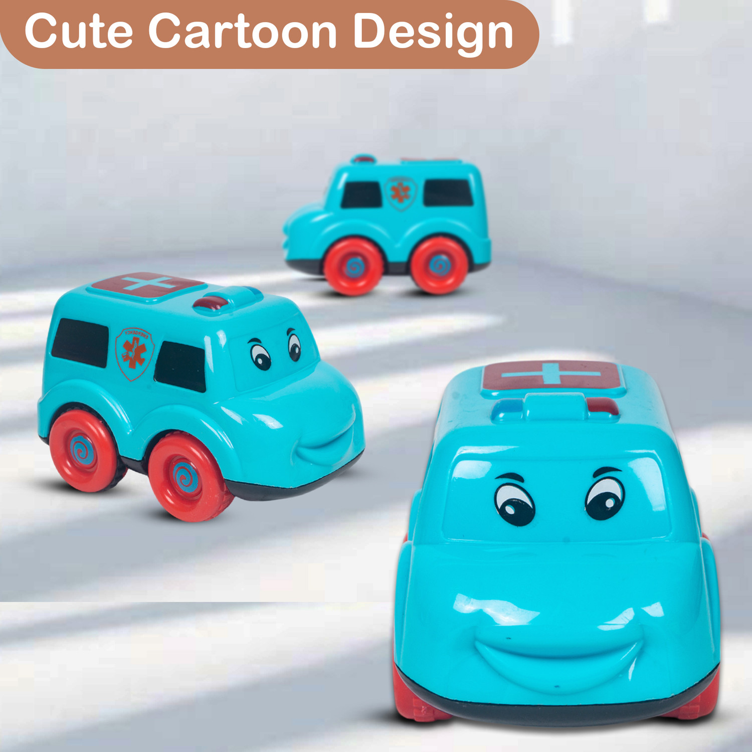 Image of WISHKEY Friction Powered Cute Cartoon Design Push and Go Non-Toxic ABS Plastic Toy Truck