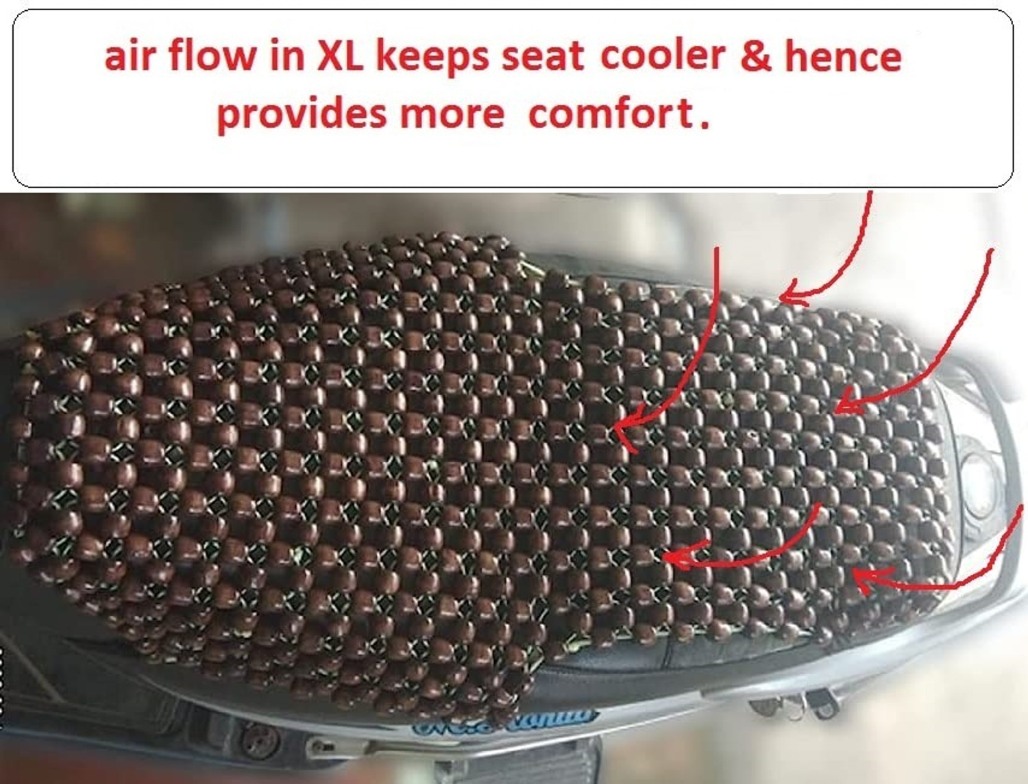 Image of Q1 Beads Wooden Beads Scooter /Scooty Seat Cover for Long Rides Single Bike Seat Cover For Honda, Hero, Suzuki, TVS, Yamaha, NA Activa, Access, S1, S1 Pro, Wego, Vespa, Aviator, Fascino, Jupiter, Pleasure, Ray, SS 125