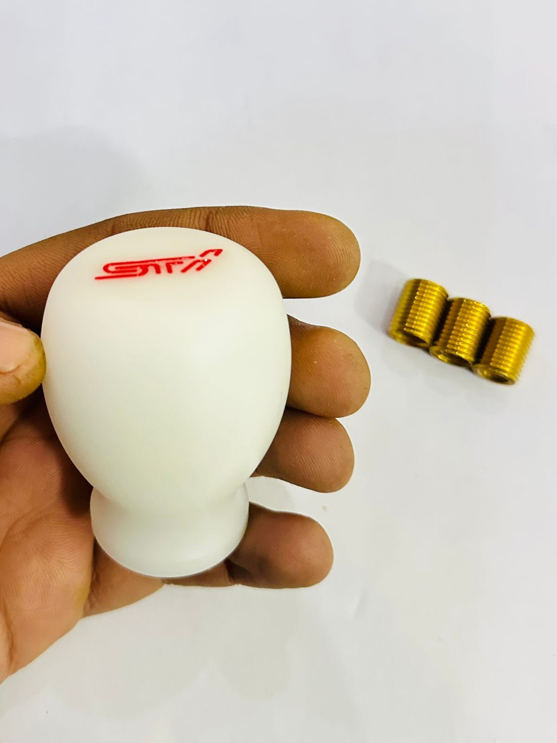 Image of Auto MT STI-Gear Ball Head Gear Shift Knob Styling Shif with Adapters WHITE Car Flywheel