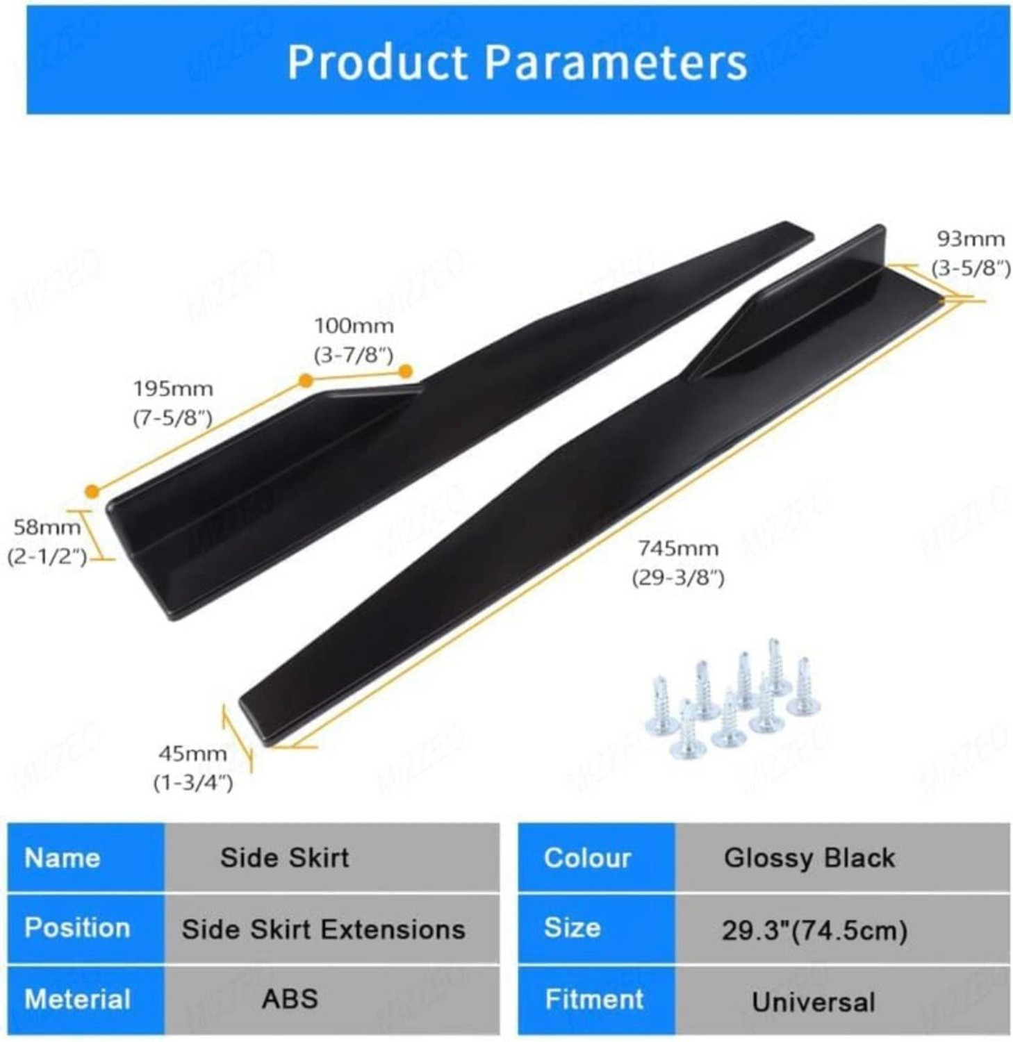 Image of Auto MT ABS 75CM Side Bumper Splitter Car Side Chin Bumper Body Kit Splitter Spoiler Car Spring Leaf