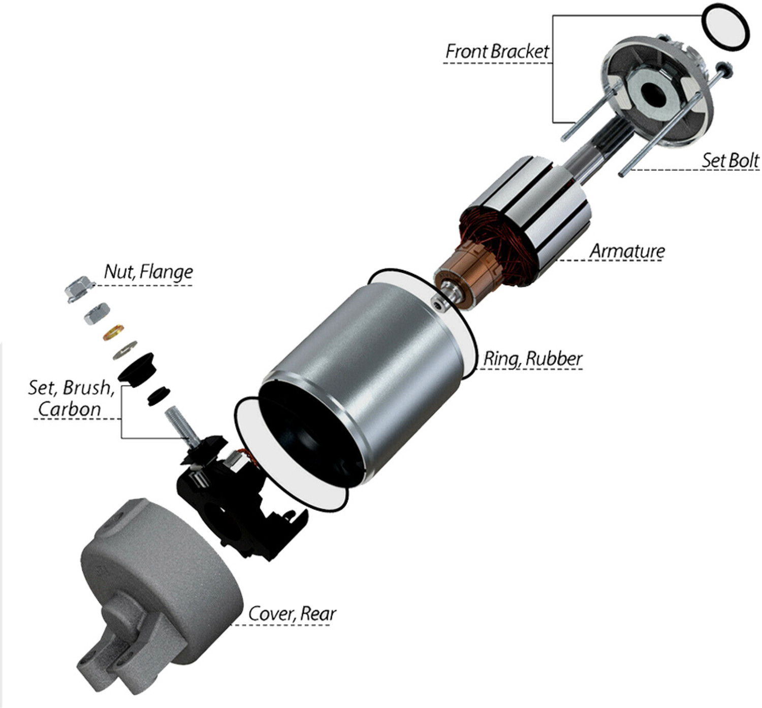 Image of TRP Traders Self Starter Motor Assembly Compatible for Glemour / Super Splandor Vehicle Starter Motor