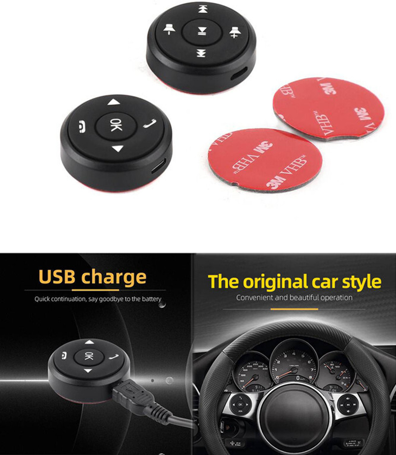 Image of AYW 10 Buttons Multi-function Wireless Steering Wheel Controller For Grand Punto Vehicle Steering Wheel For Cars
